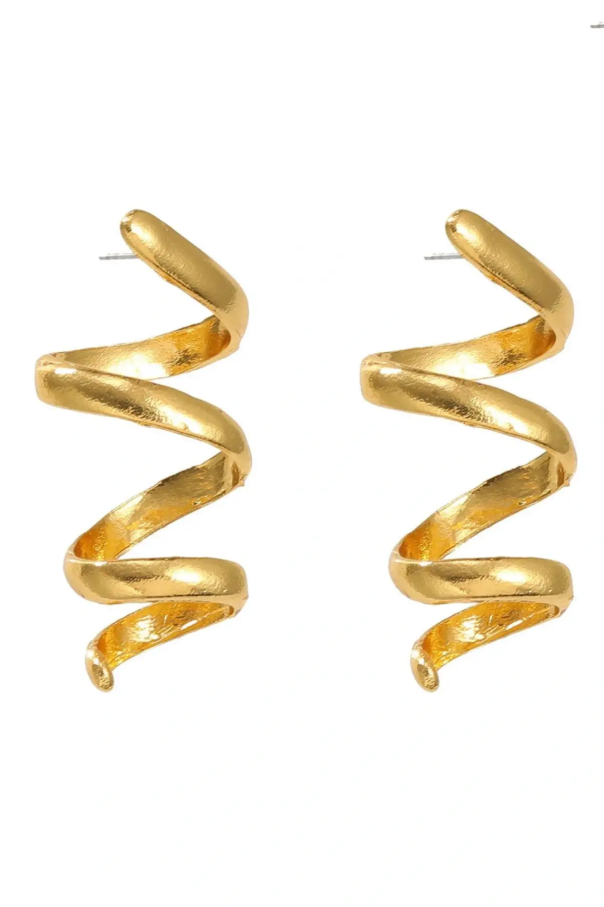 Altın Renk Sarmal Çelik Küpe (Çift)