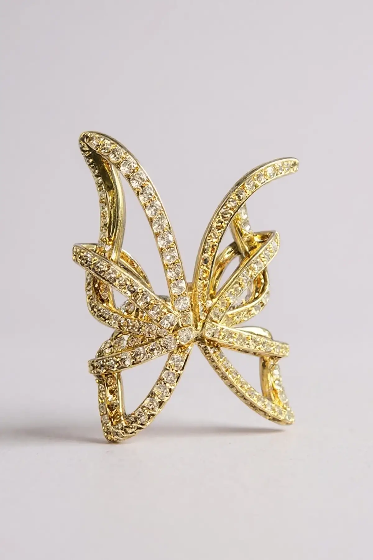 Altın Renk Taş Detaylı 14K Altın Kaplama TX Ear Cuff (Tek)