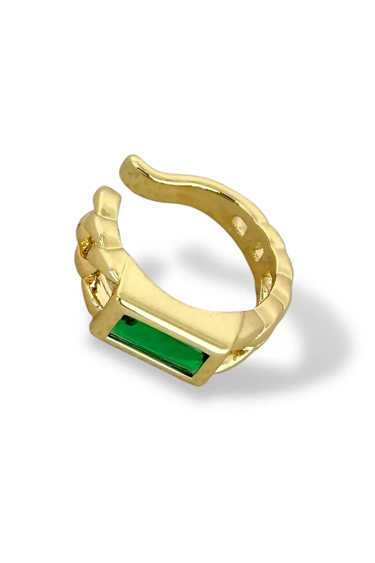 Altın Renk Taş Detaylı 14K Altın Kaplama TX Ear Cuff (Tek)