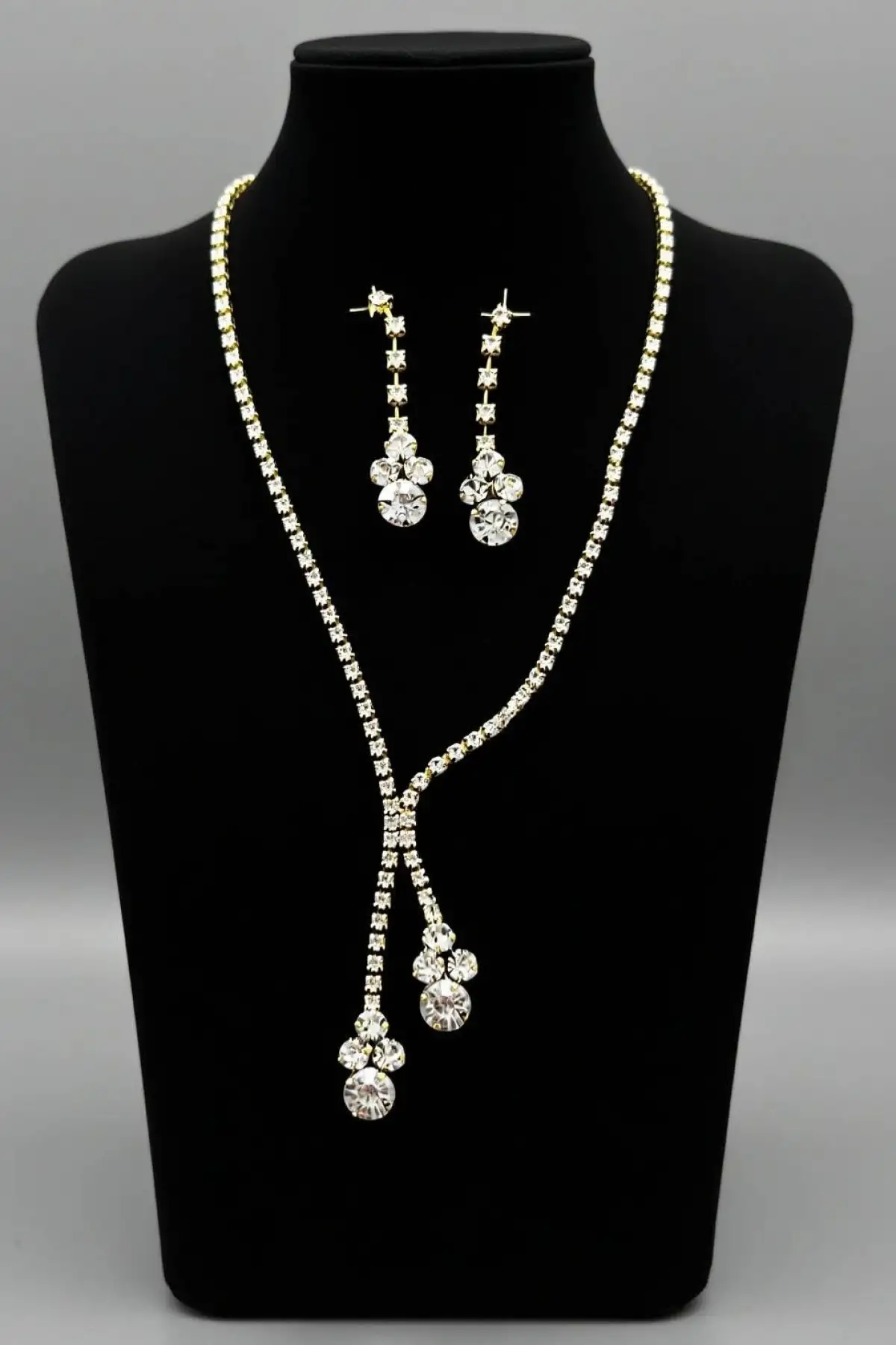 Altın Renk Taş Detaylı Abiye Set