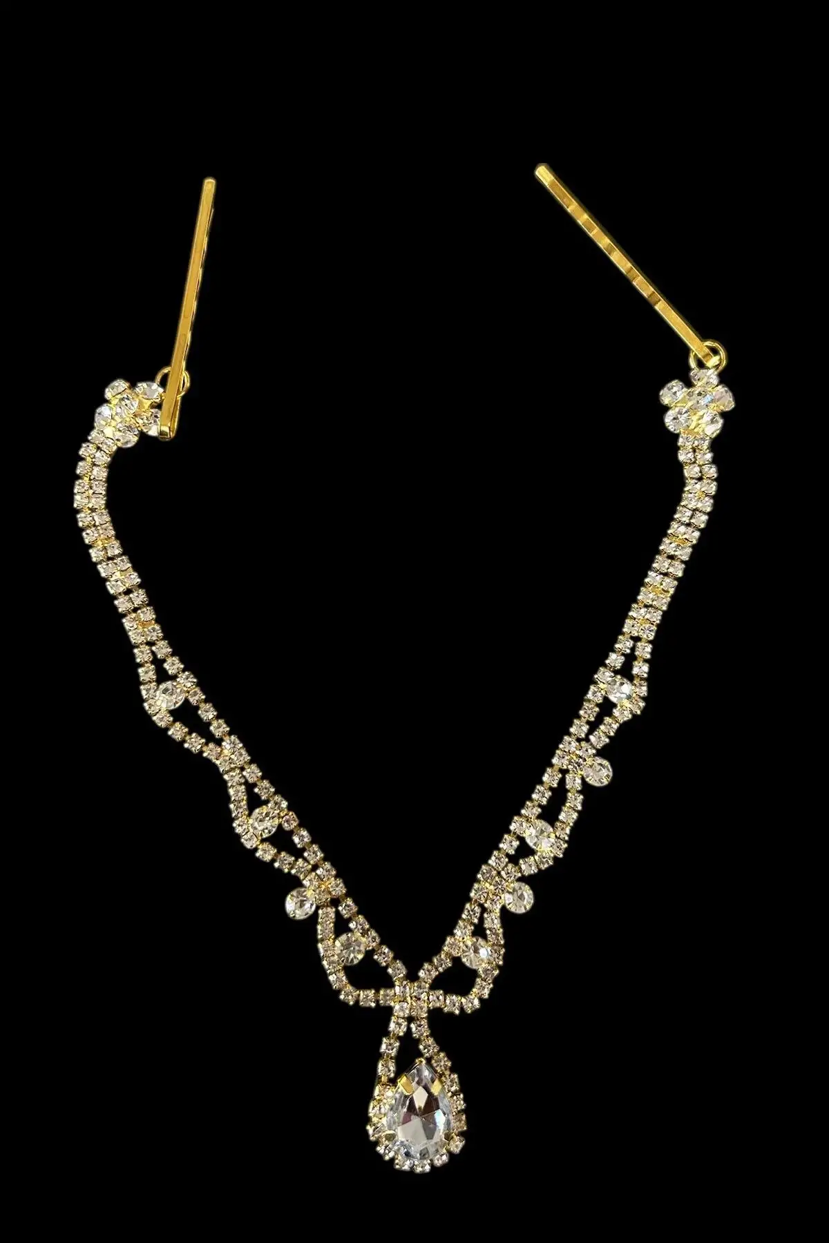 Altın Renk Taş Detaylı Alınlık/Kına Aksesuarı