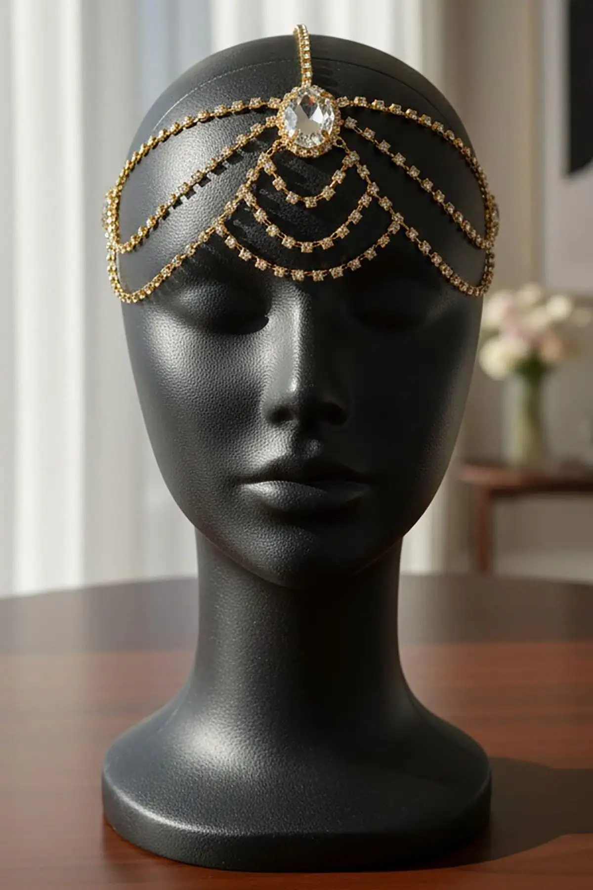 Altın Renk Taş Detaylı  Alınlık/Kına Aksesuarı