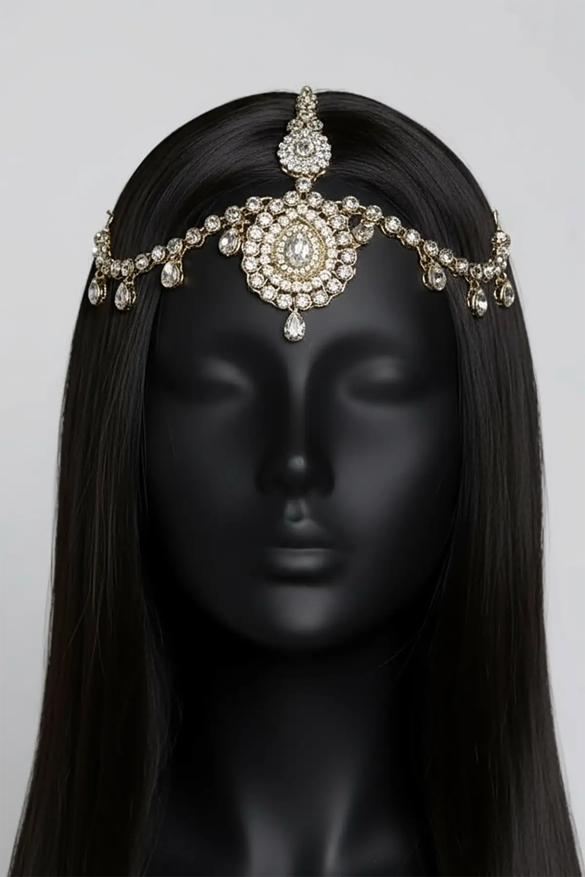 Altın Renk Taş Detaylı Alınlık/Kına Aksesuarı