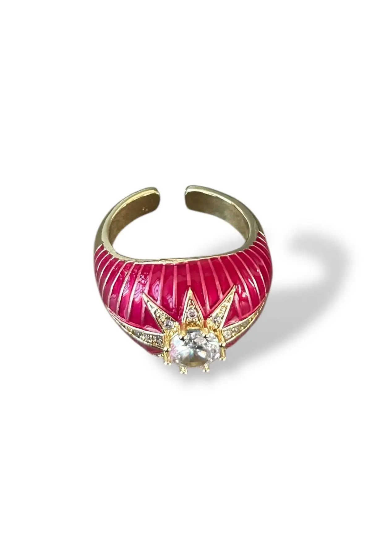 Altın Renk Taş Detaylı Ayarlanabilir Yüzük