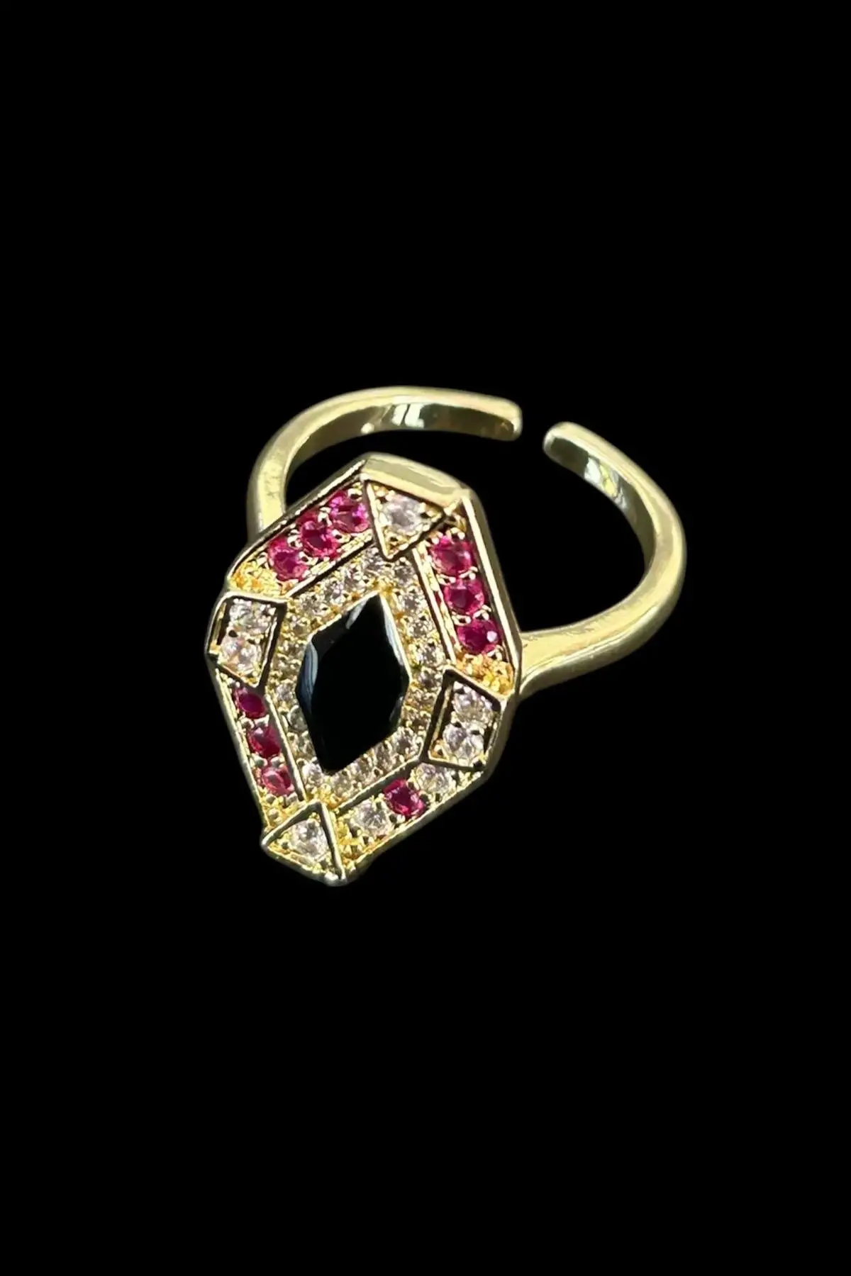 Altın Renk Taş Detaylı Ayarlanabilir Yüzük