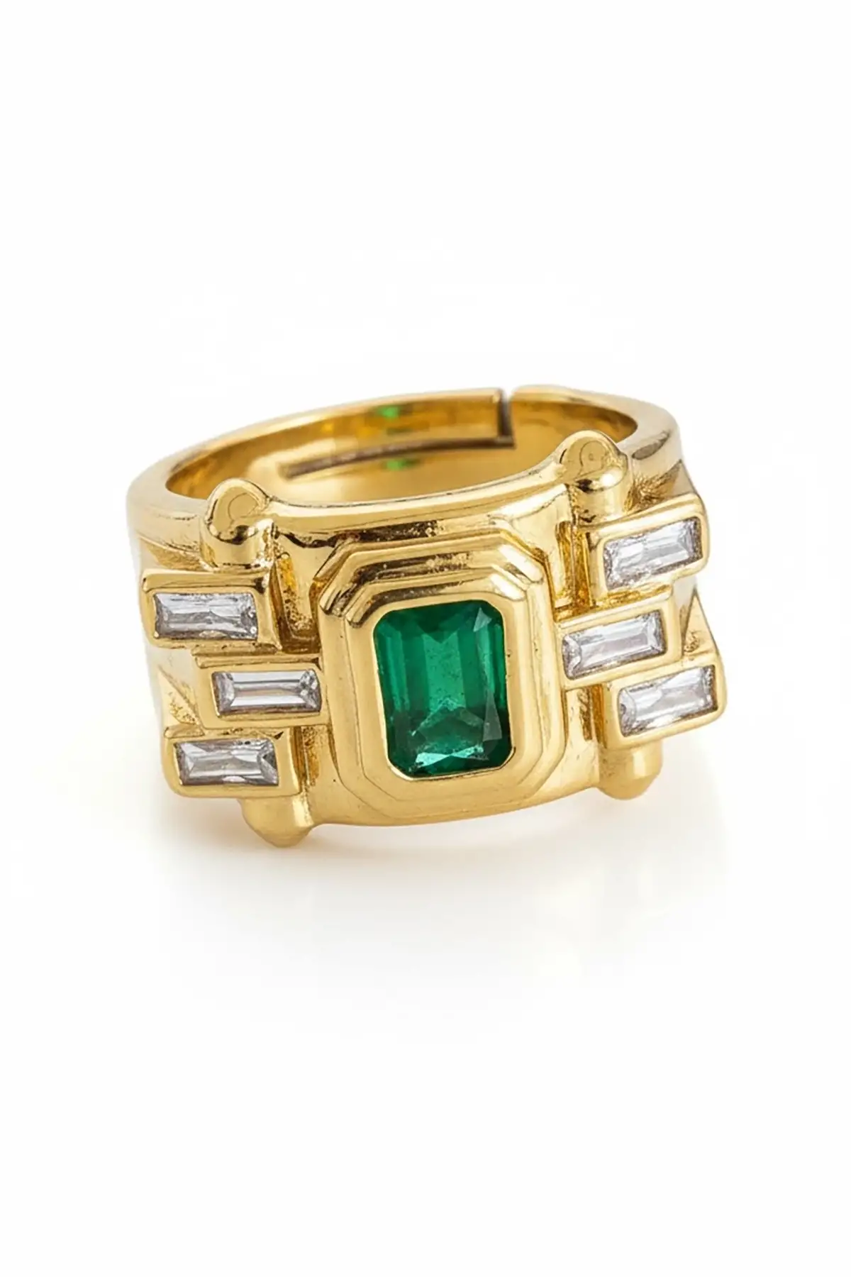 Altın Renk Taş Detaylı Ayarlanabilir Yüzük