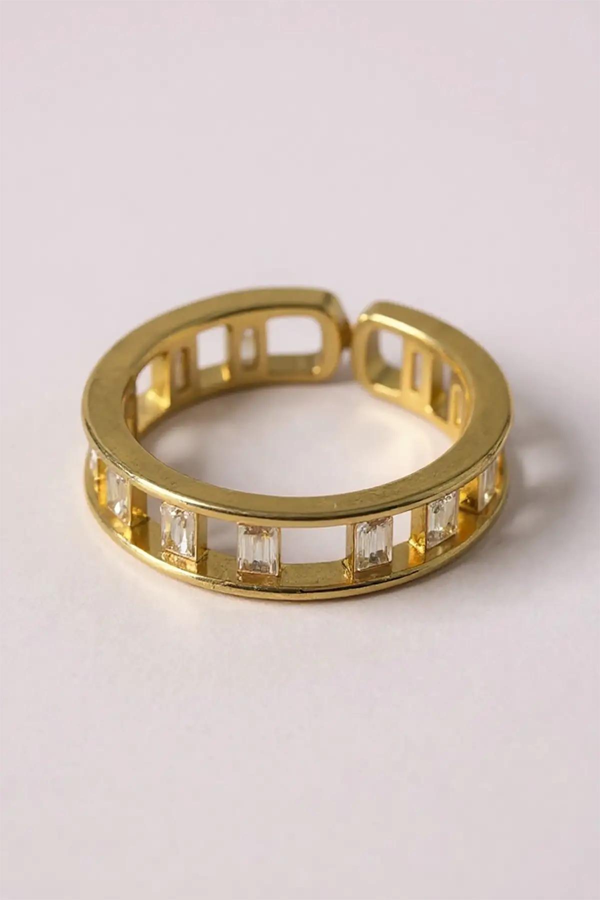 Altın Renk Taş Detaylı Ayarlanabilir Yüzük