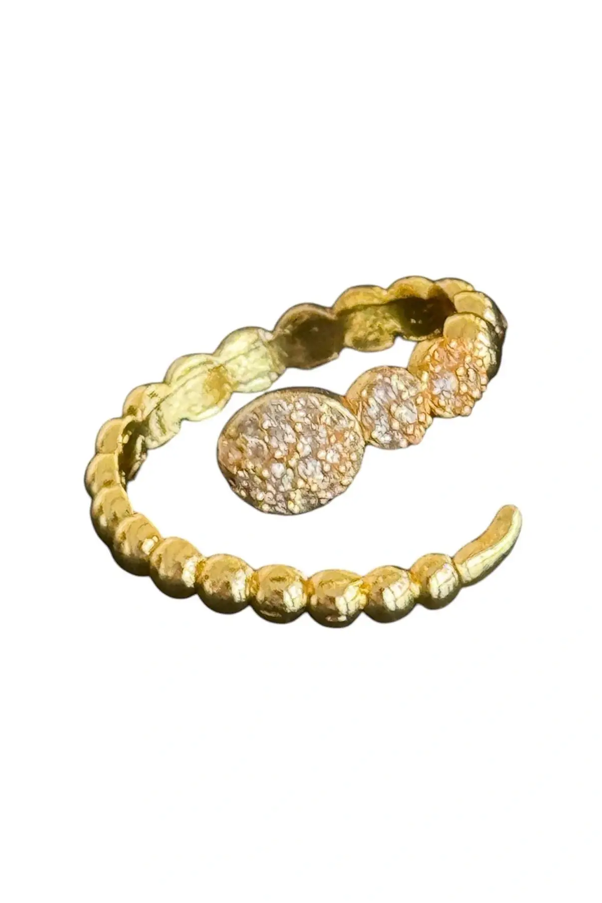 Altın Renk Taş Detaylı Ayarlanabilir Yüzük