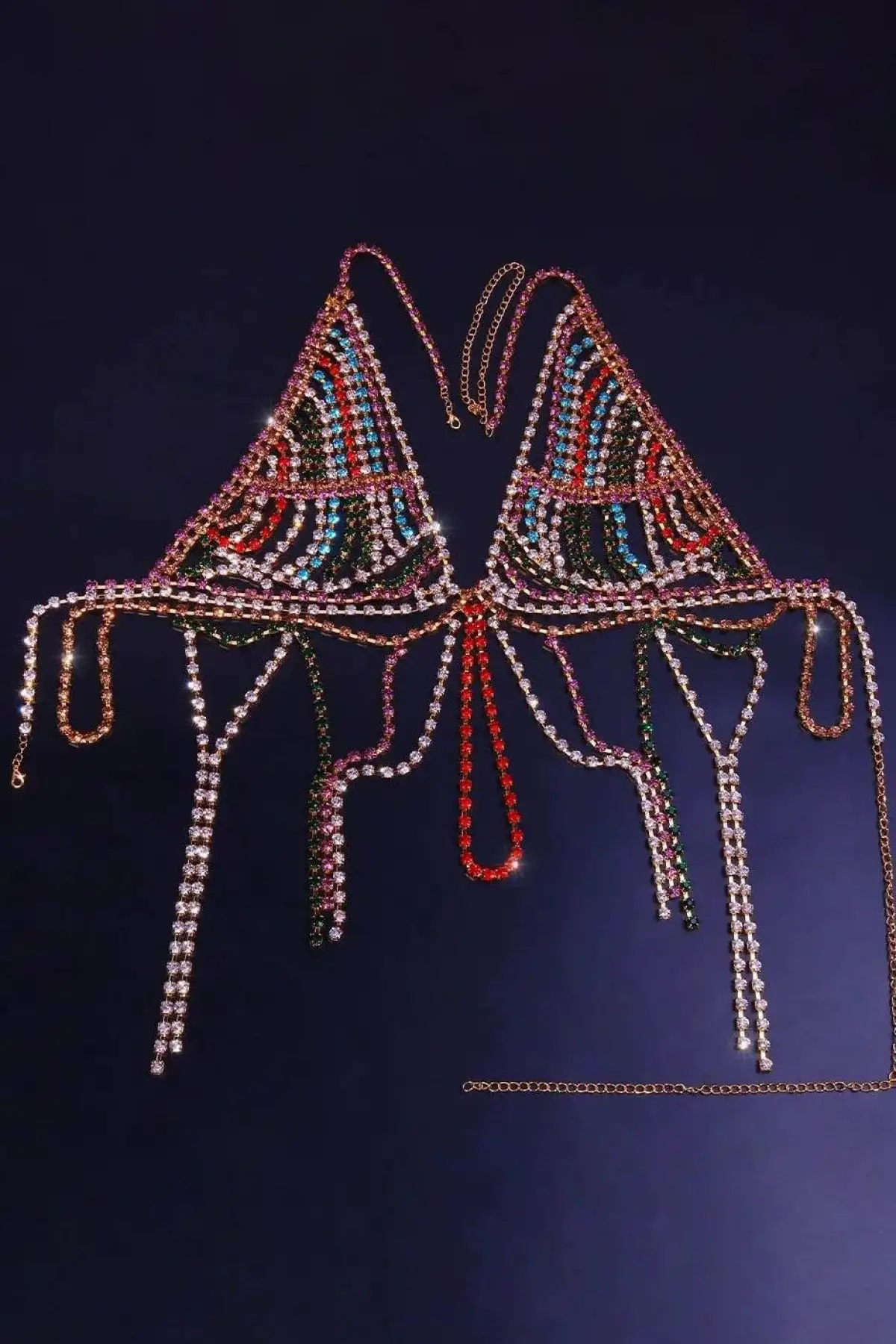 Altın Renk Taş Detaylı Bikini Üstü /Bralet /Vücut Aksesuarı