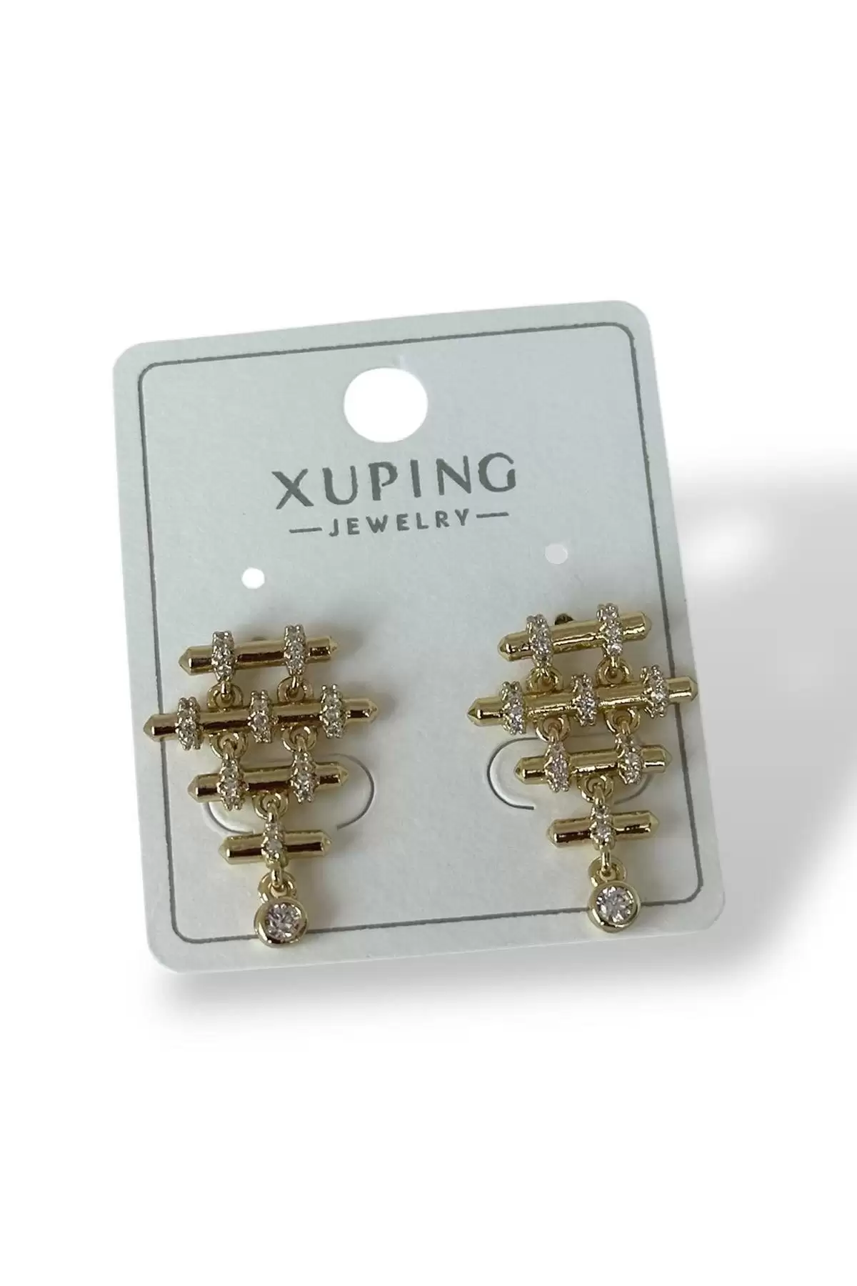 Altın Renk Taş Detaylı Çelik Xuping Küpe (Çift)