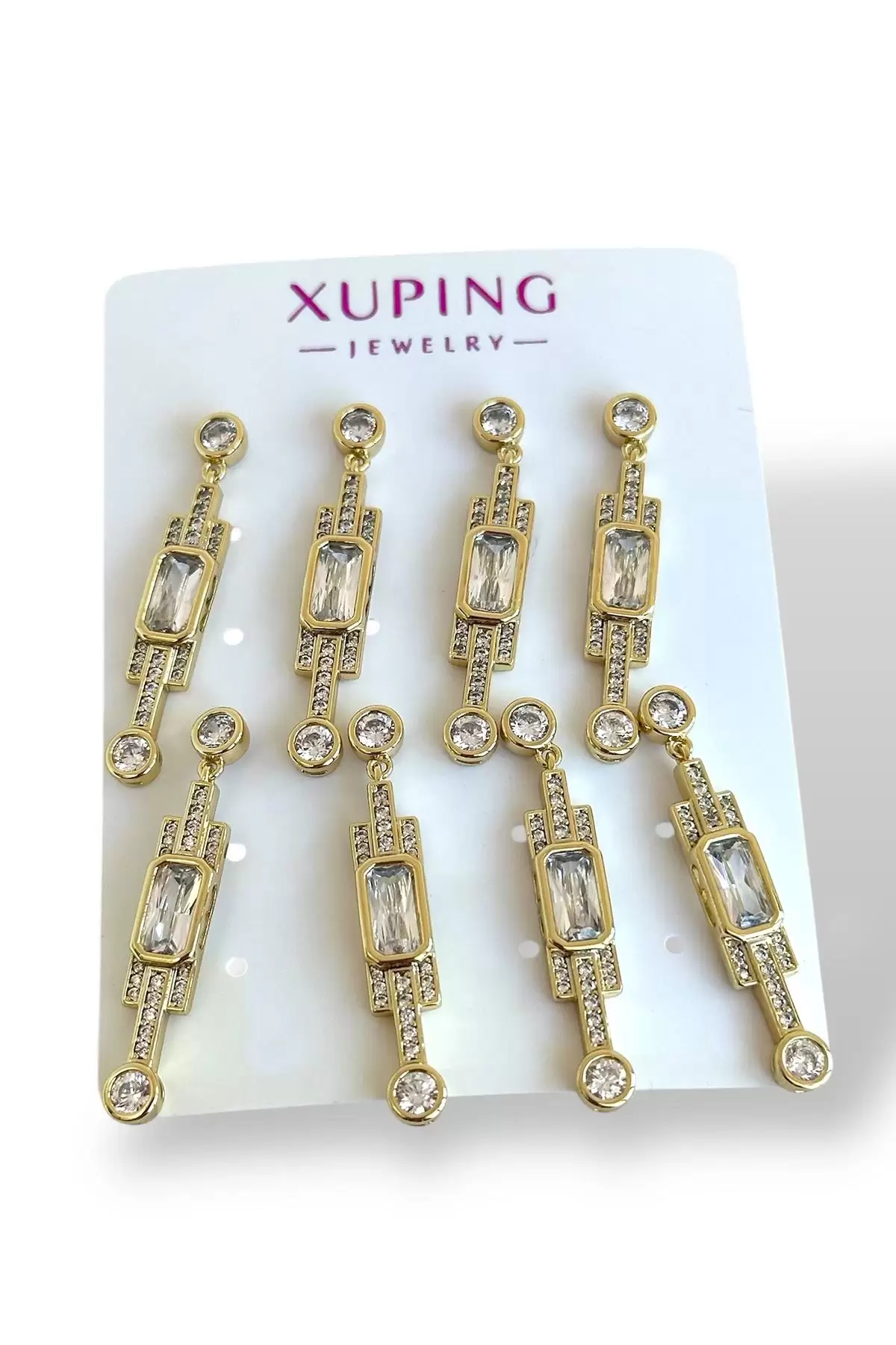 Altın Renk Taş Detaylı Çelik Xuping Küpe Set (Çift)