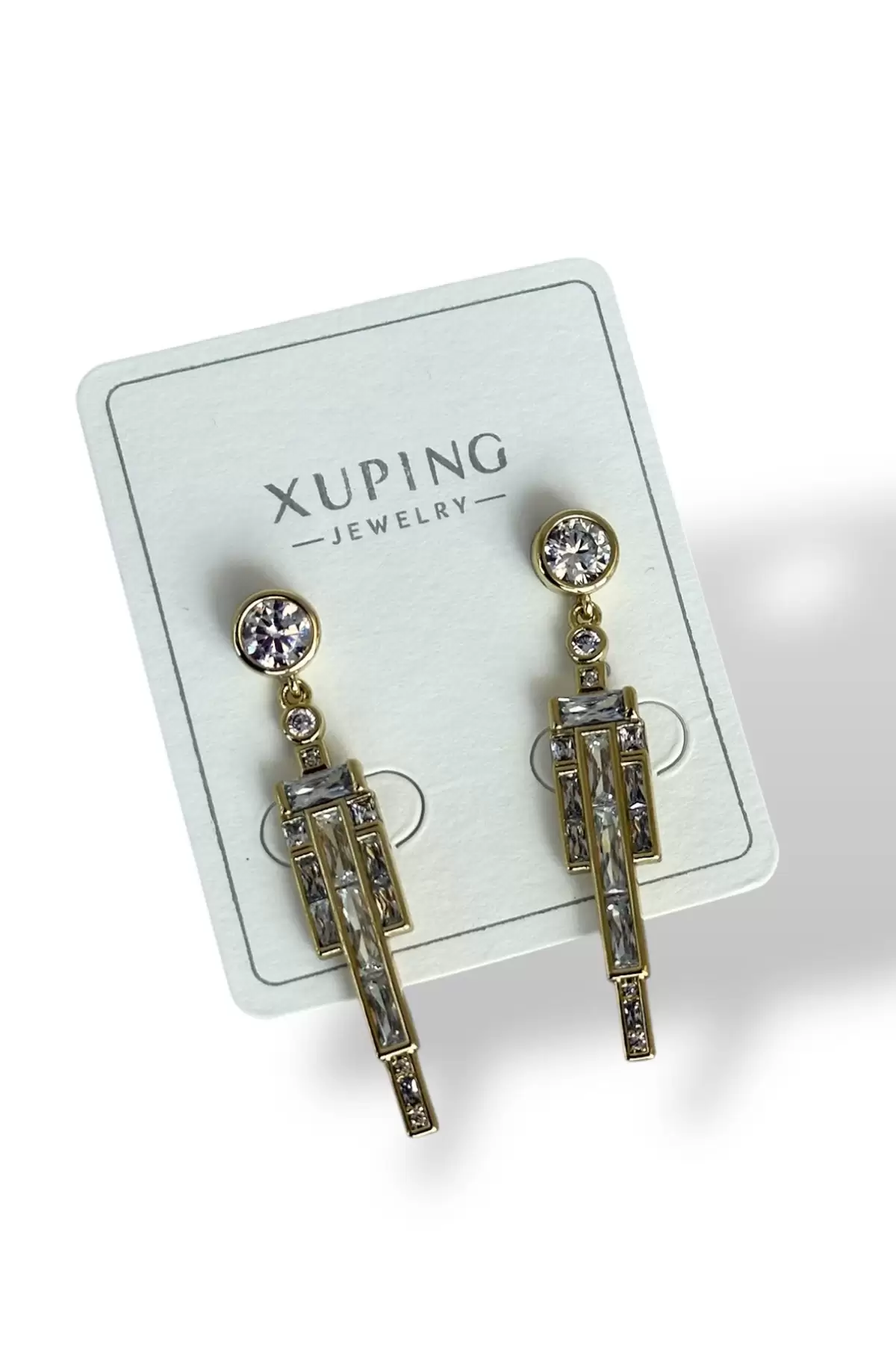 Altın Renk Taş Detaylı Çelik Xuping Küpe Set (Çift)