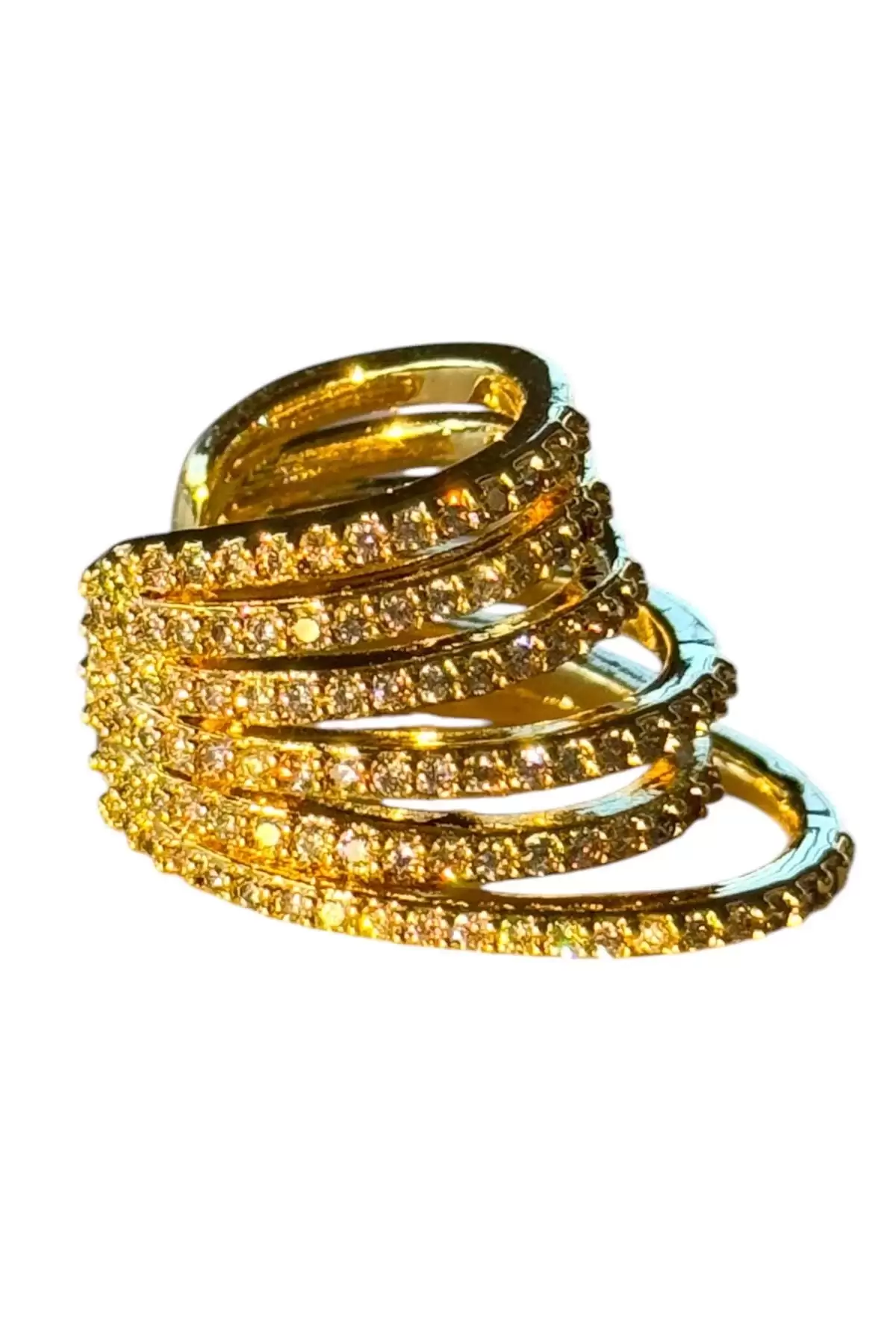 Altın Renk Taş Detaylı Ear Cuff Küpe (Tek)