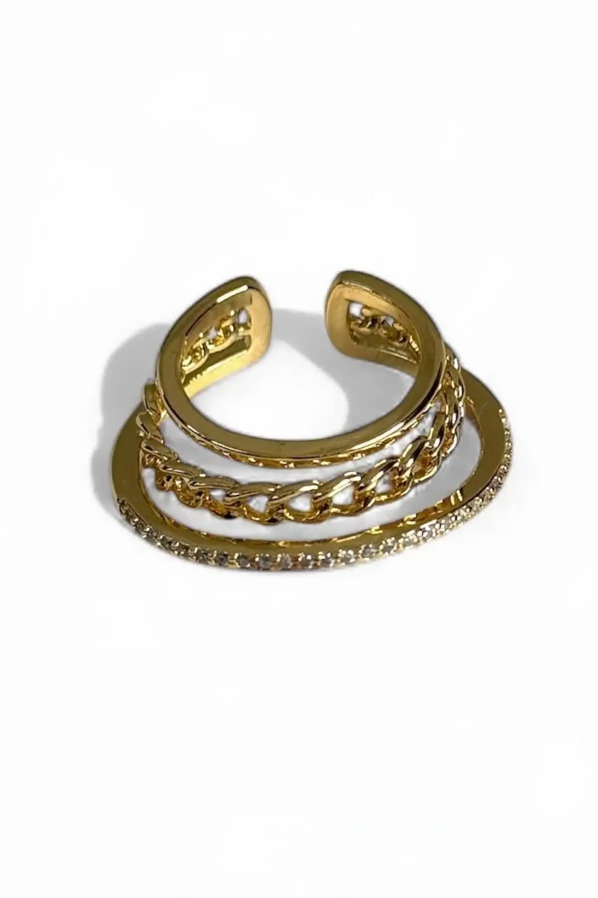 Altın Renk Taş Detaylı Ear Cuff (Tek)