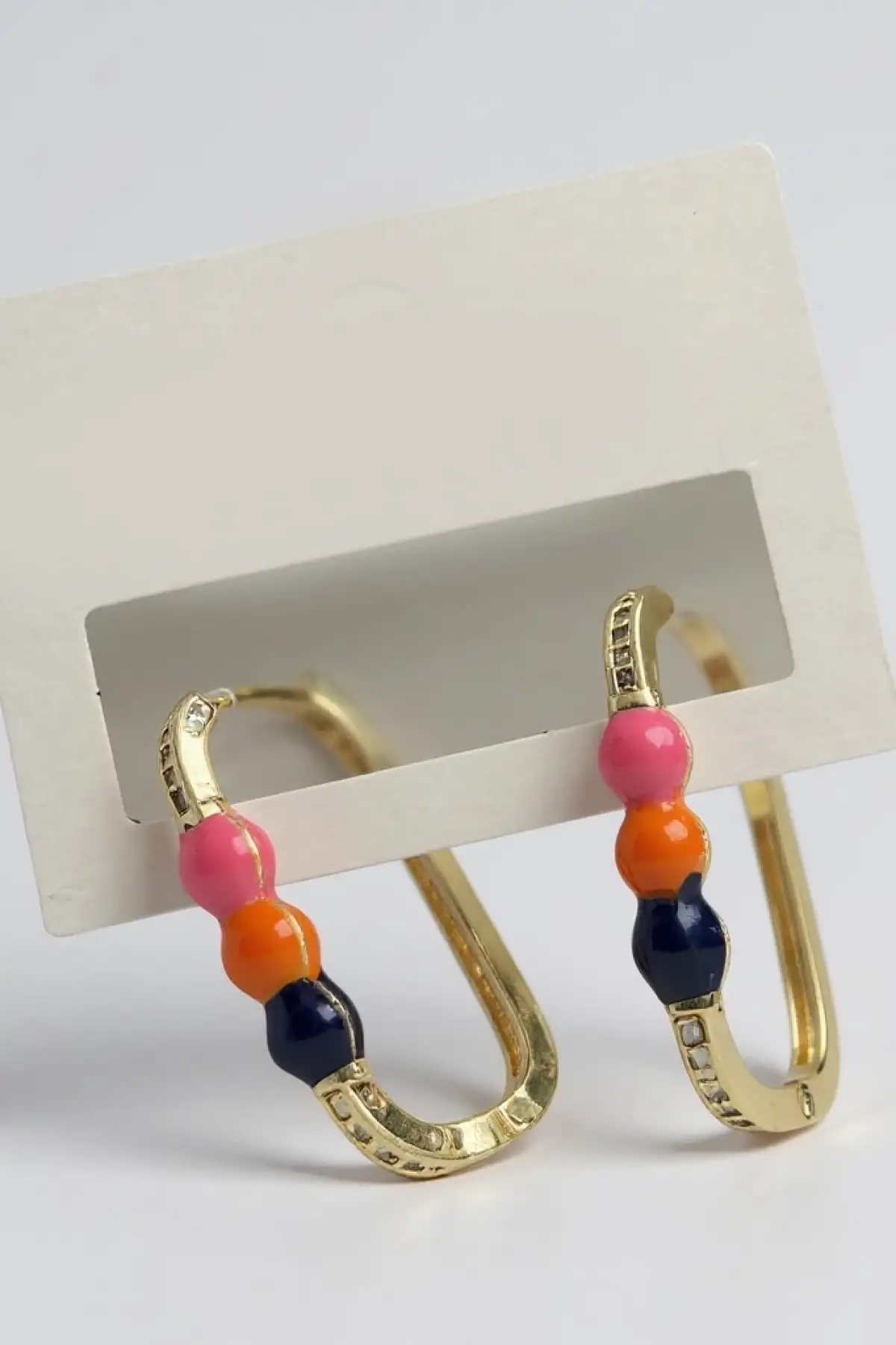 Altın Renk Taş Detaylı Küpe (Çift)