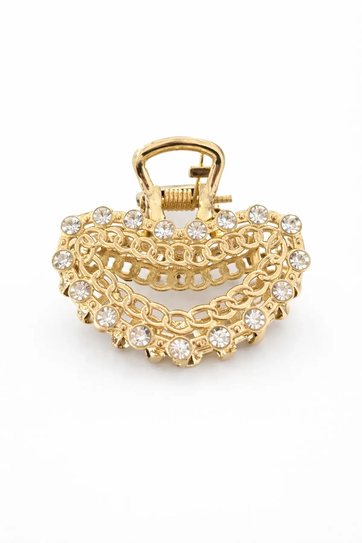 Altın Renk Taş Detaylı Mini Metal Mandal Toka