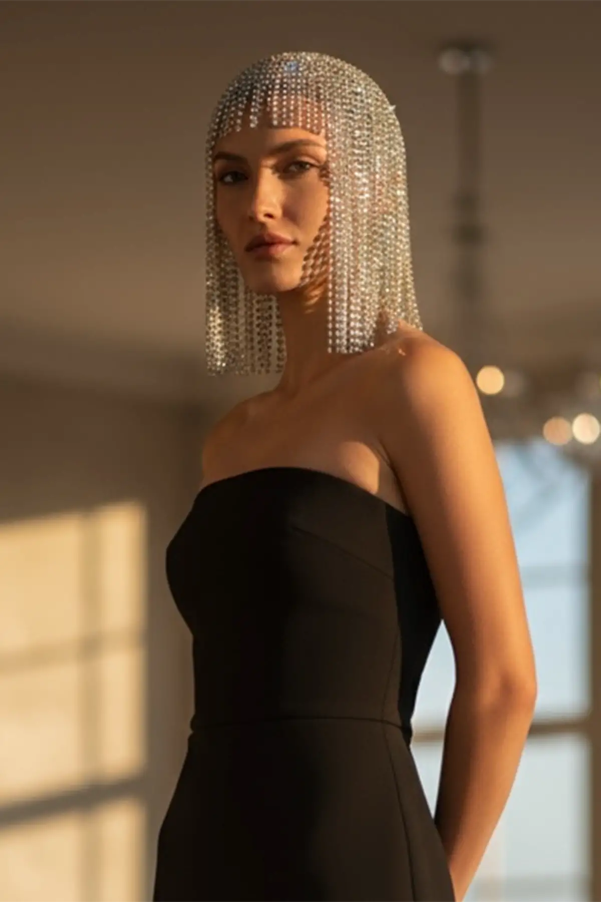 Altın Renk Taş Detaylı Saç Aksesuarı/Kına Aksesuarı