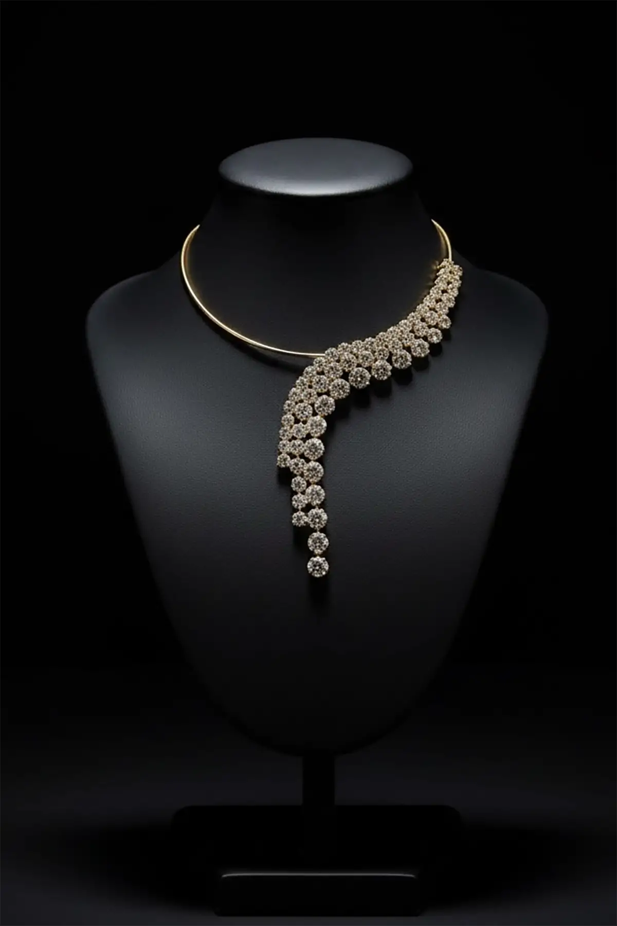 Altın Renk Taş Detaylı Tasarım Abiye Kolye