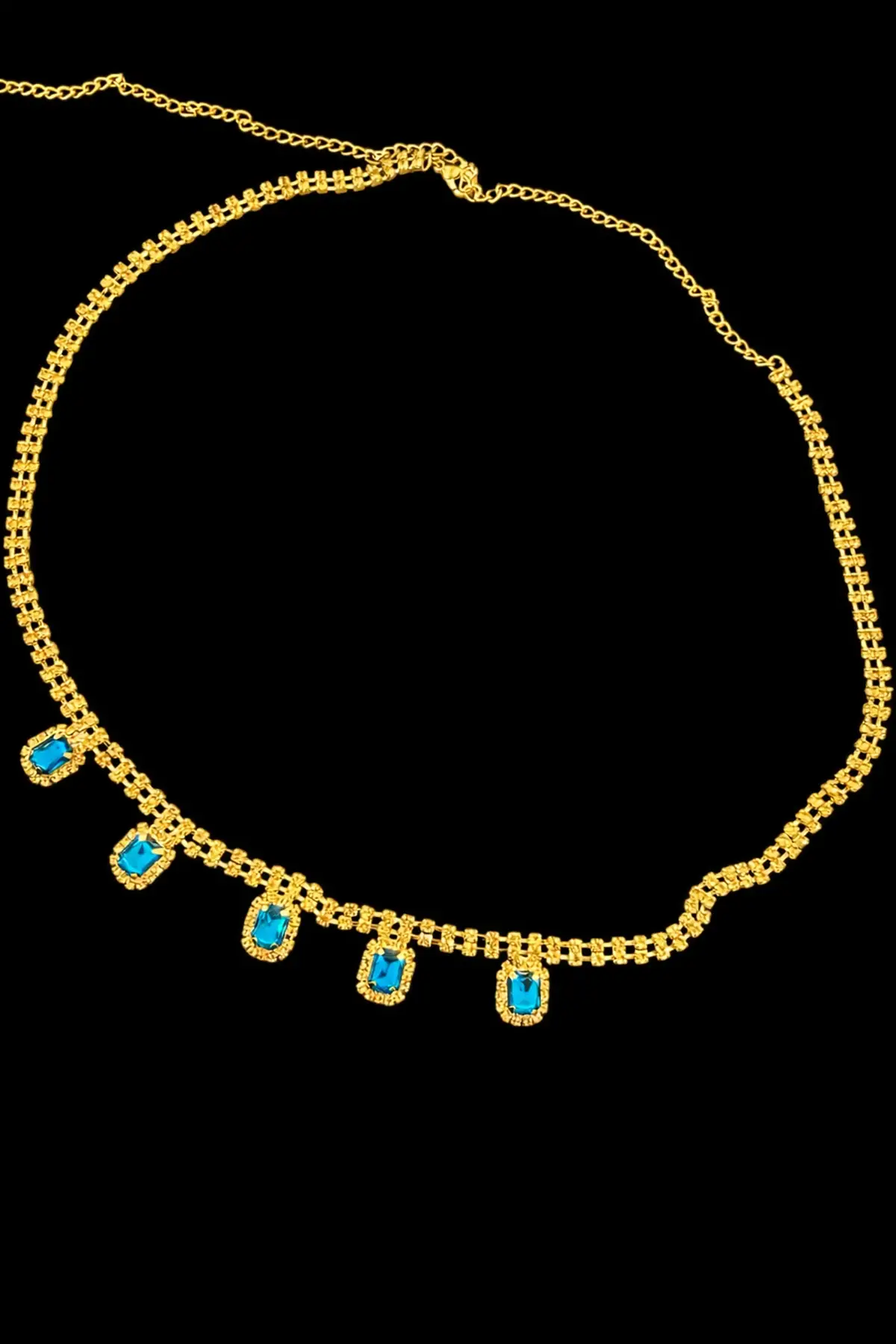 Altın Renk Taş Detaylı Tasarım Bel Zinciri/Vücut Aksesuar