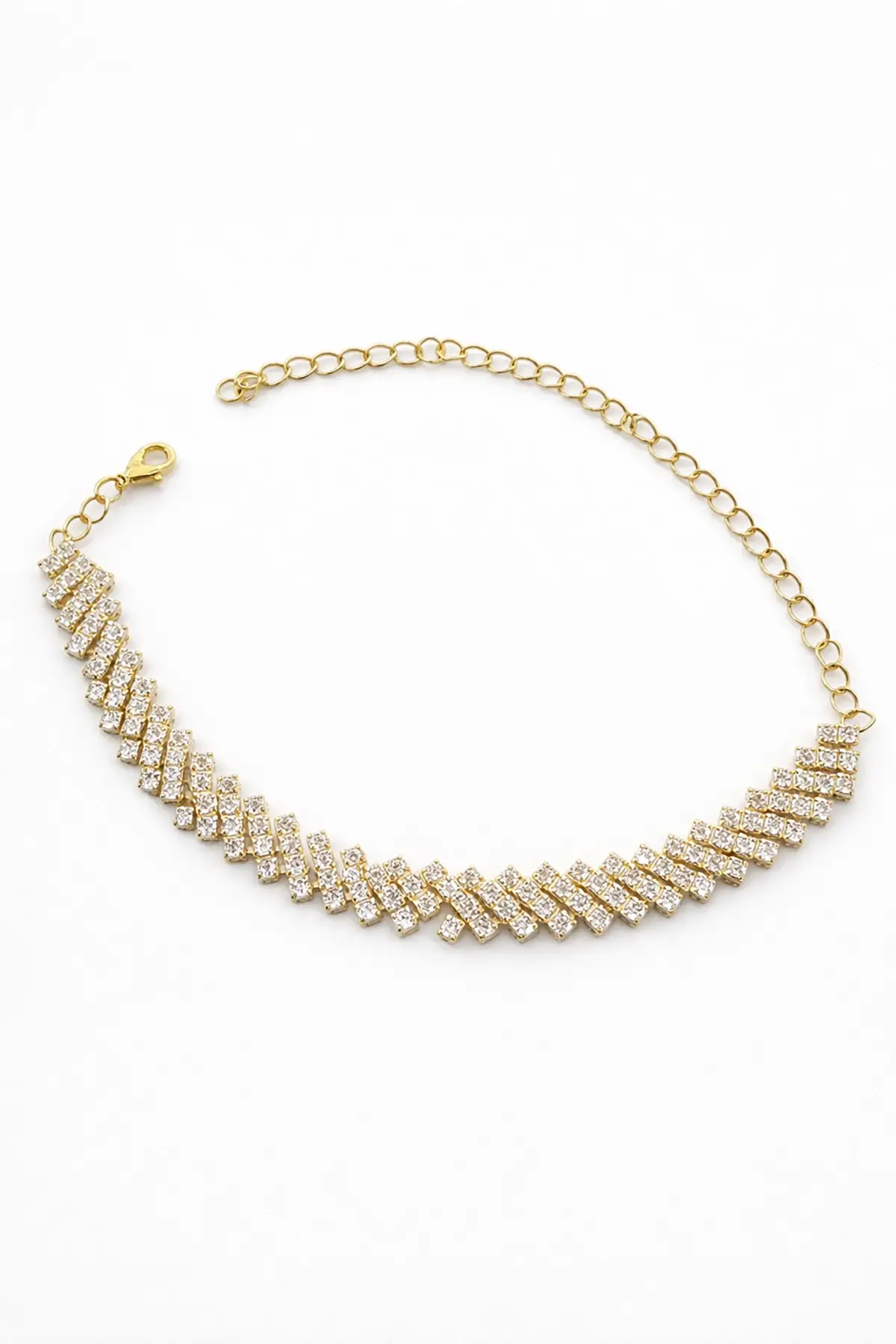 Altın Renk Taş Detaylı Tasarım Halhal