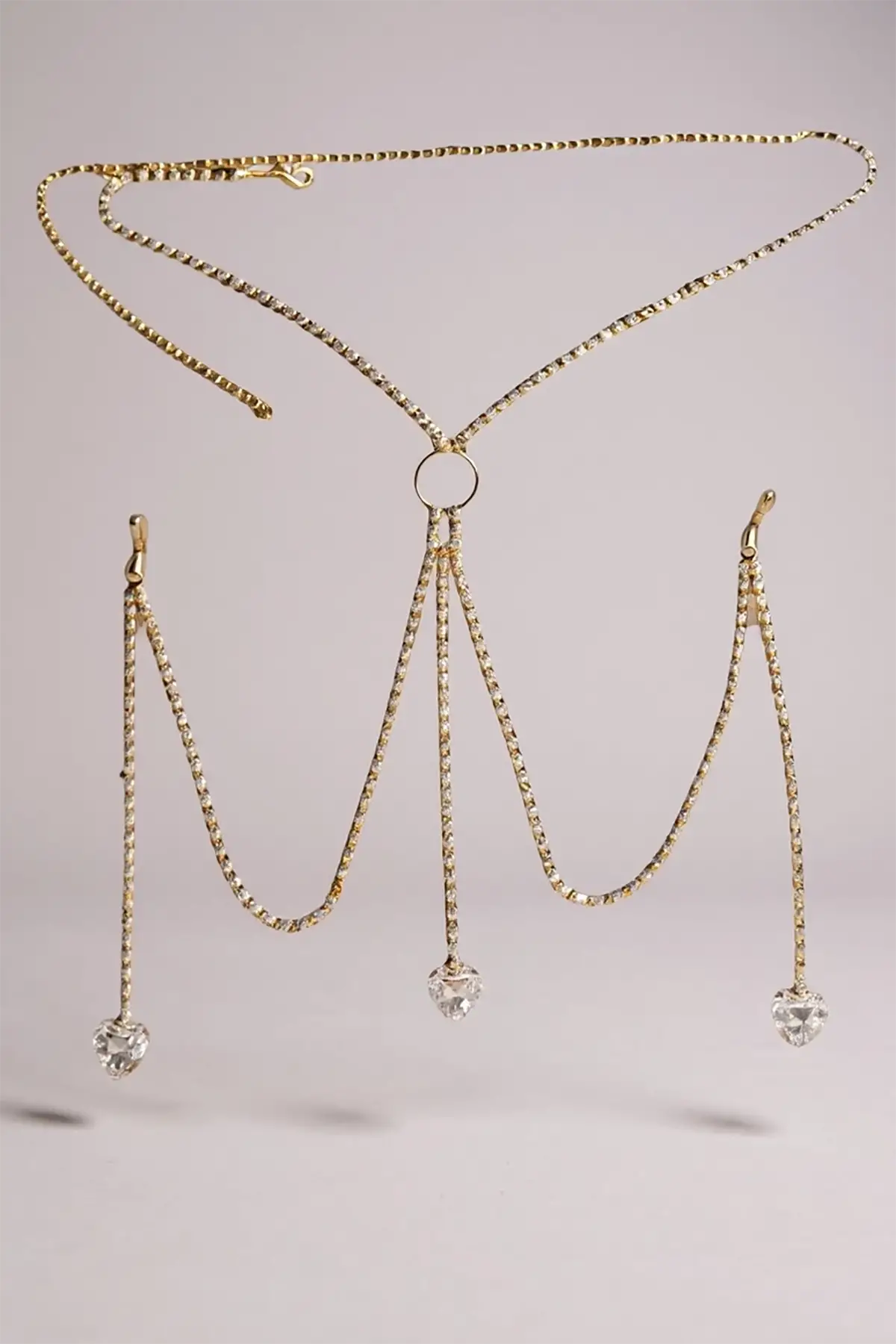 Altın Renk Taş Detaylı Tasarım Vücut Aksesuar