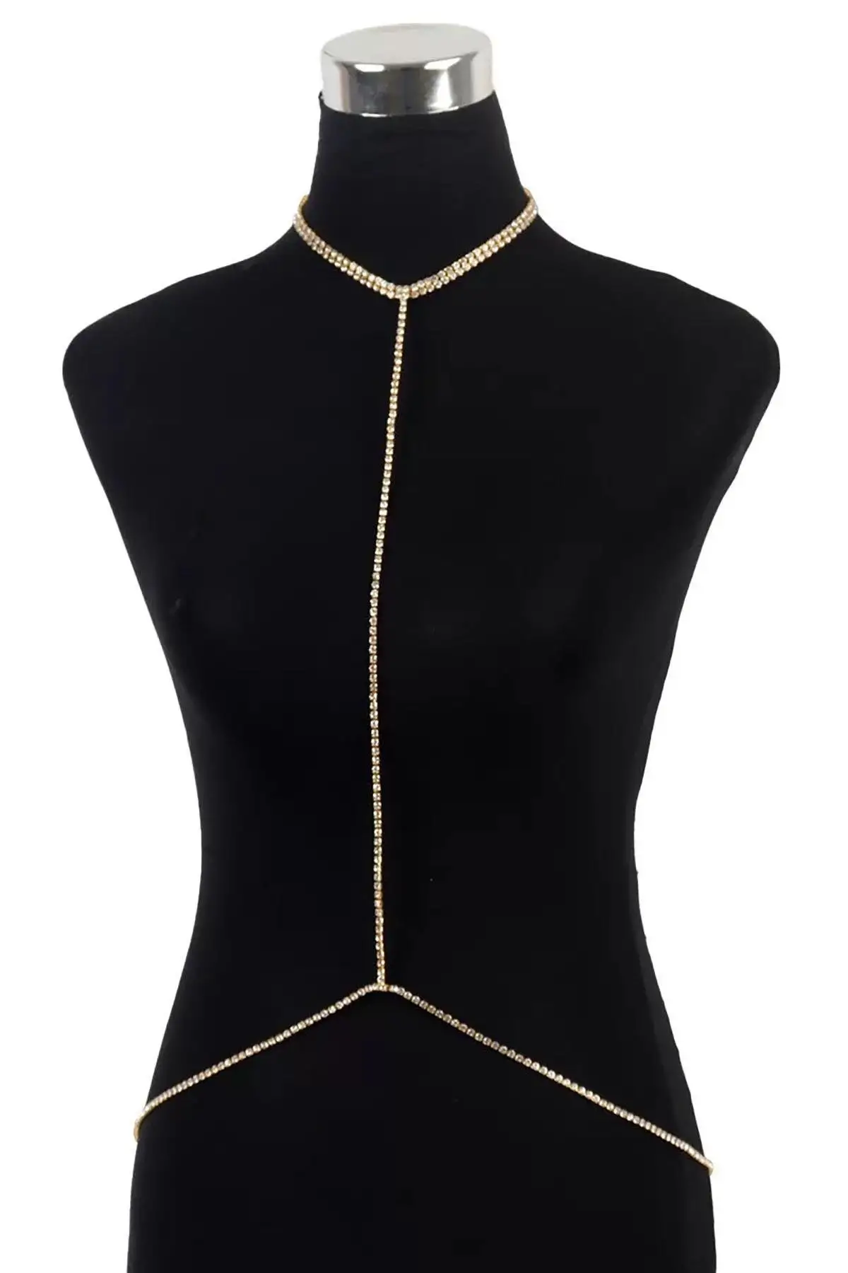 Altın Renk Taş Detaylı Tasarım Vücut Aksesuar