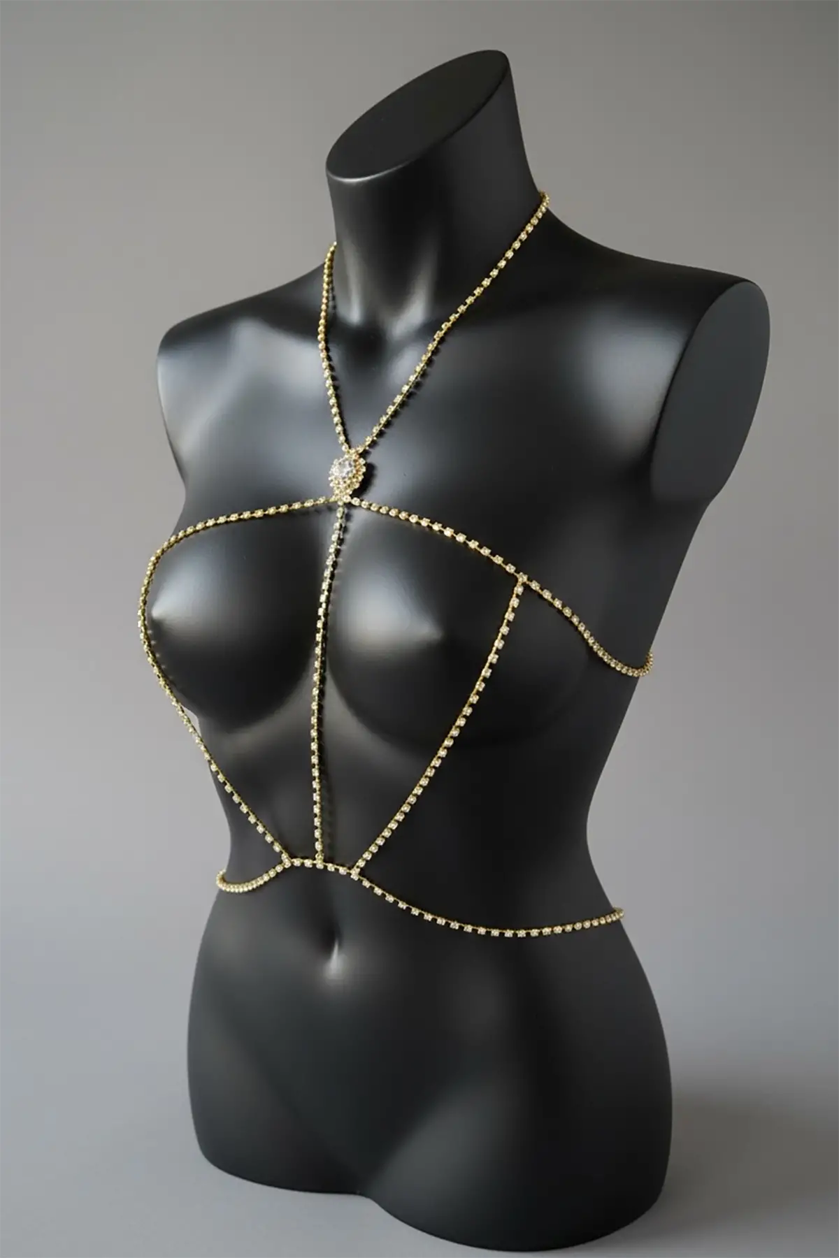 Altın Renk Taş Detaylı Tasarım Vücut Aksesuar