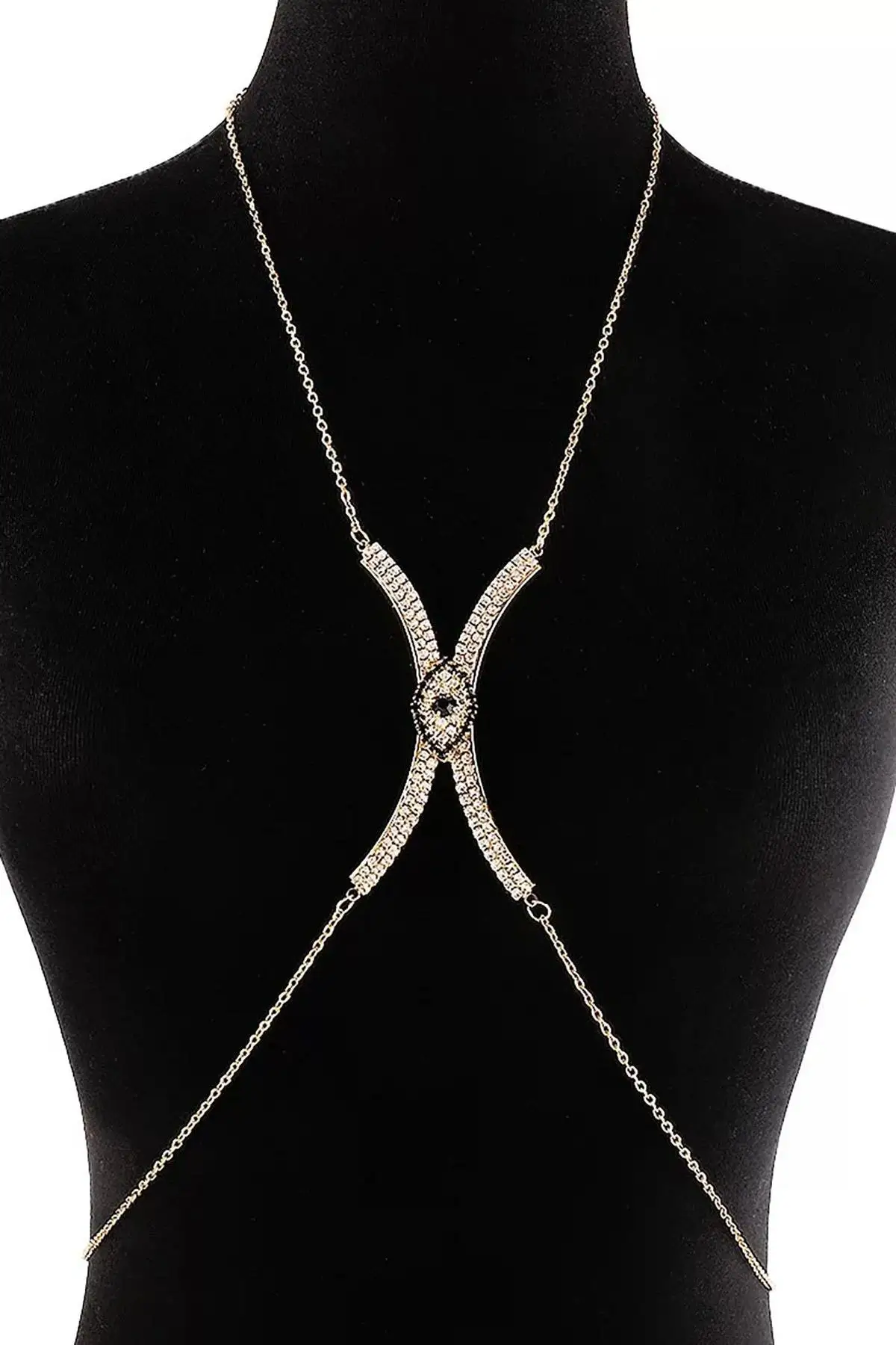 Altın Renk Taş Detaylı Tasarım Vücut Aksesuar