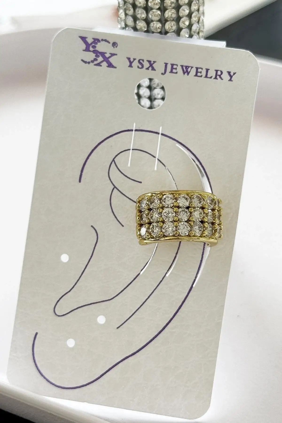 Altın Renk Taş Detaylı YSX Ear Cuff (Tek)
