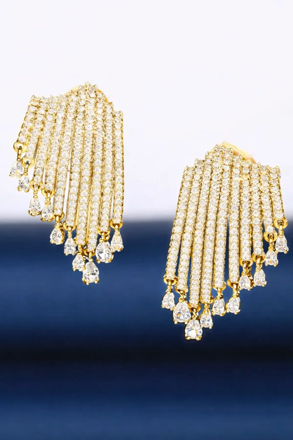 Altın Renk Taşlı Abiye Küpe (Çift)