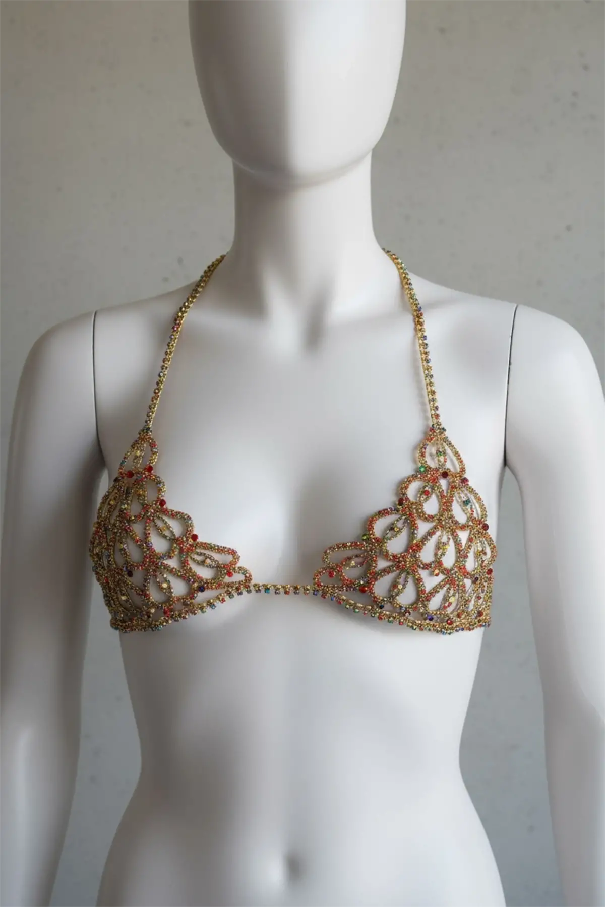 Altın Renk Taşlı Bikini Üstü /Bralet /Vücut Aksesuarı