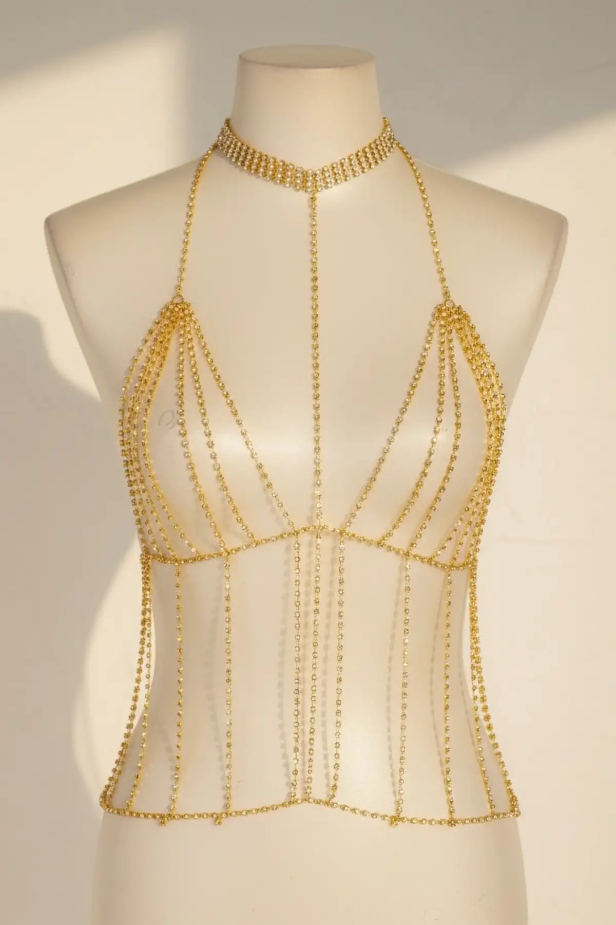 Altın Renk Taşlı Bikini Üstü /Bralet /Vücut Aksesuarı