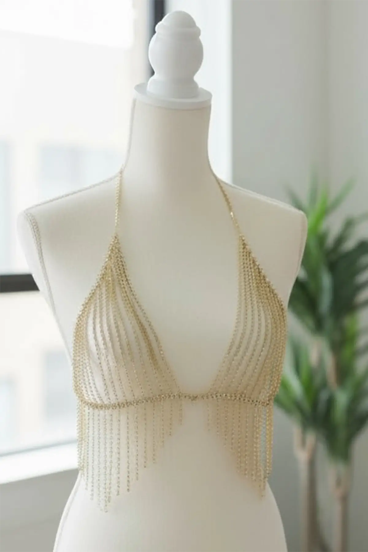 Altın Renk Taşlı Bikini Üstü /Bralet /Vücut Aksesuarı