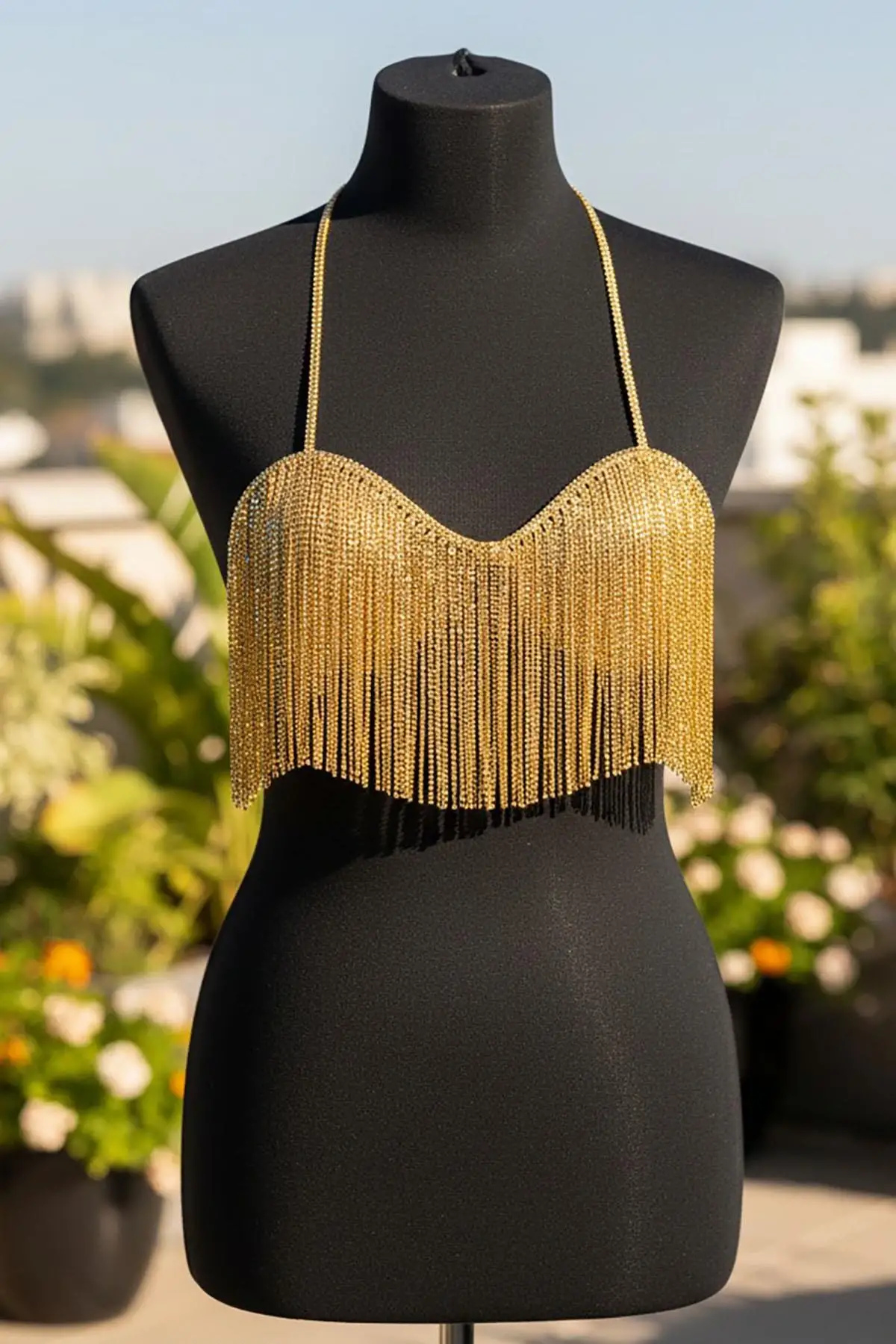 Altın Renk Taşlı Bikini Üstü /Bralet /Vücut Aksesuarı