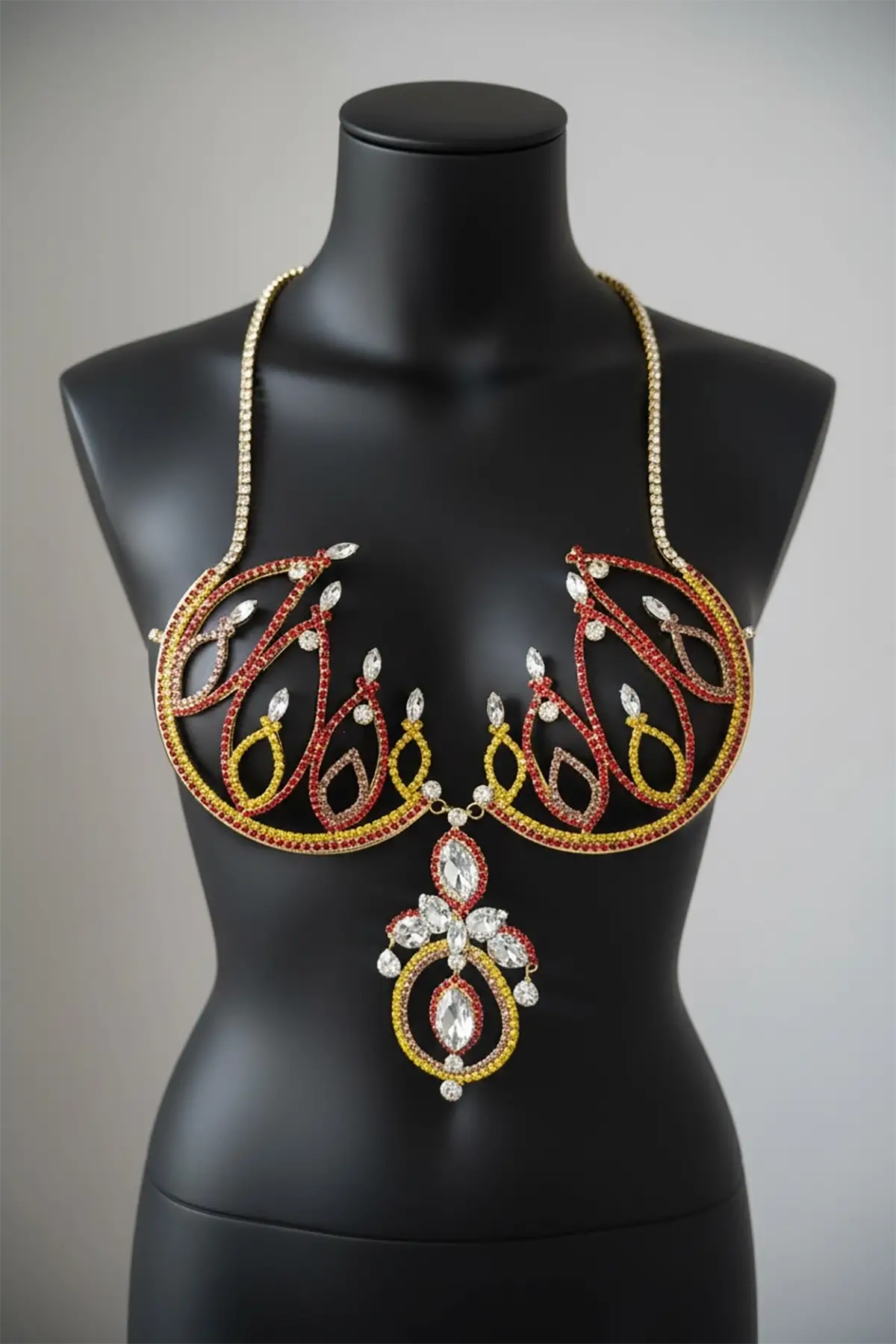 Altın Renk Taşlı Bikini Üstü /Bralet /Vücut Aksesuarı