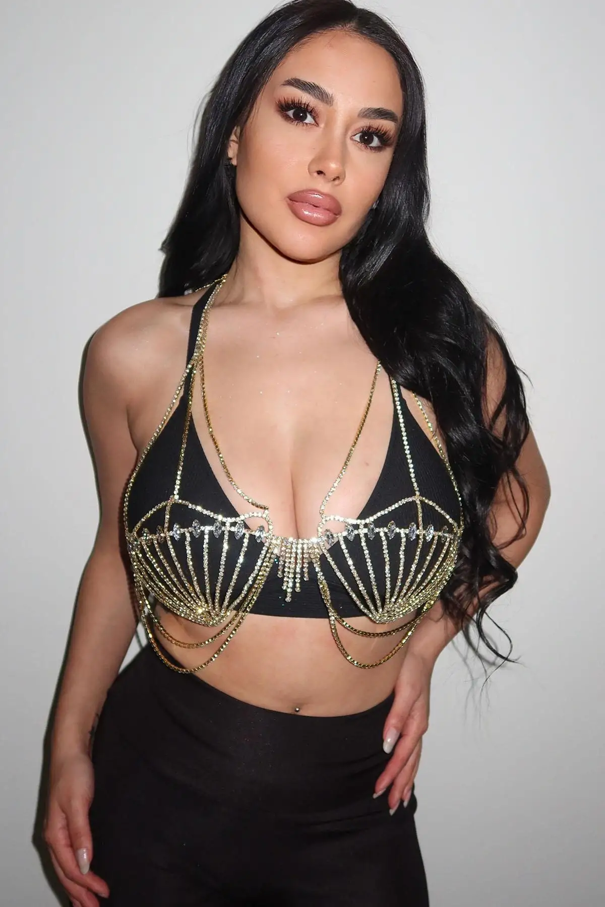 Altın Renk Taşlı Bikini Üstü/ Vücut Aksesuarı