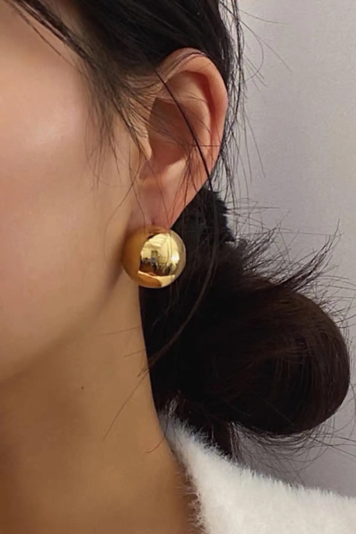 Altın Renk Top Çelik Küpe (Çift)