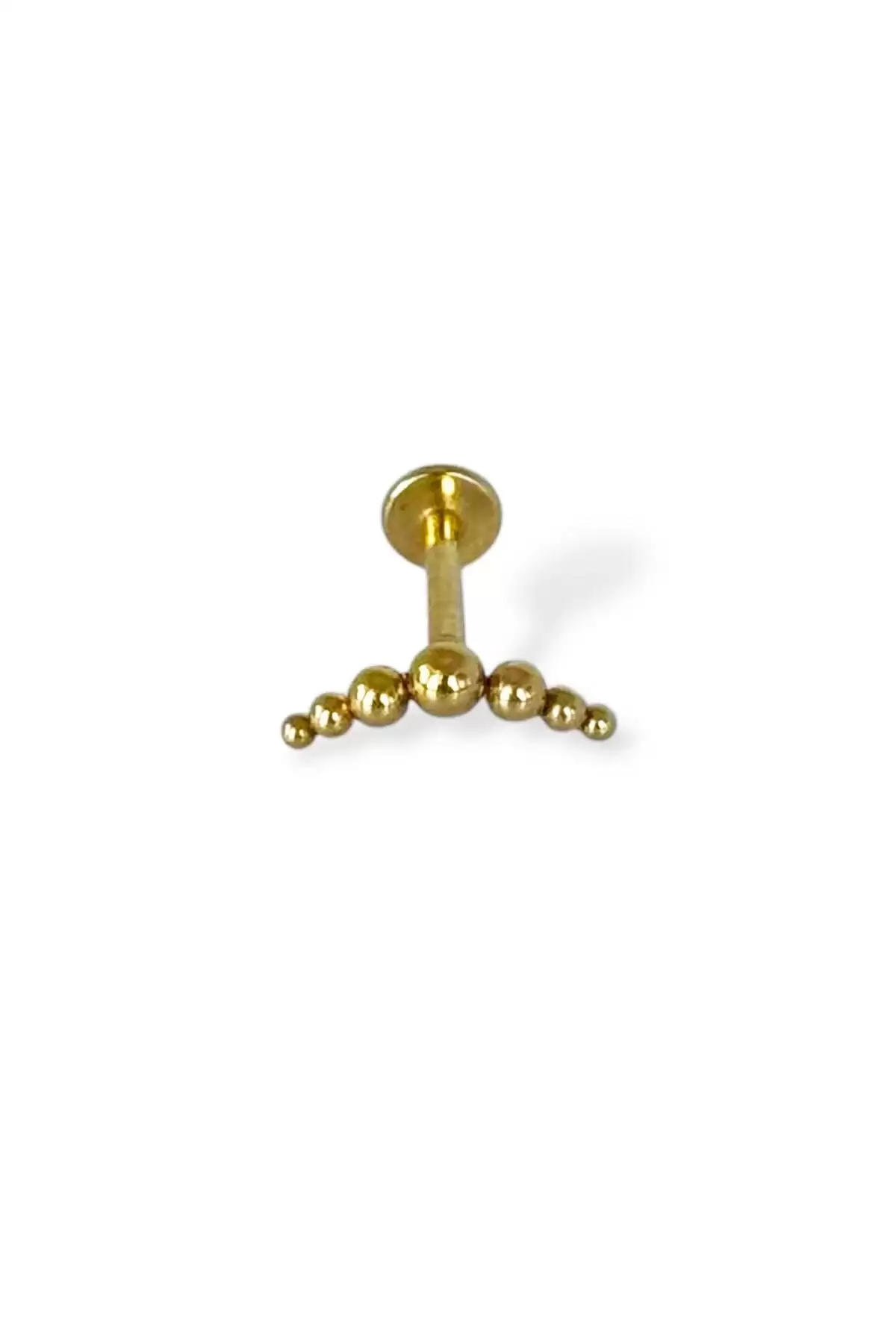 Altın Renk Top Detaylı Çelik Tragus/Kıkırdak Küpe/Piercing (Tek)