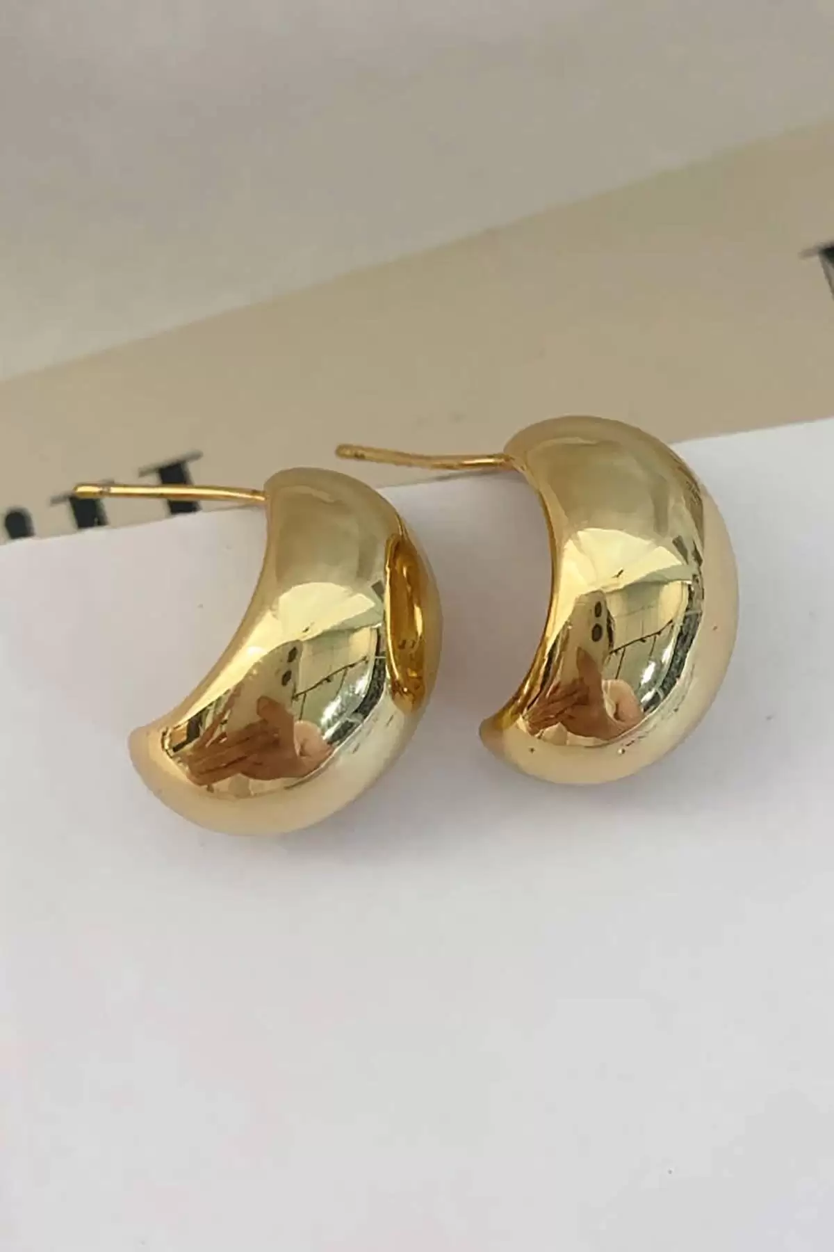 Altın Renk Top Metal Küpe (Çift)