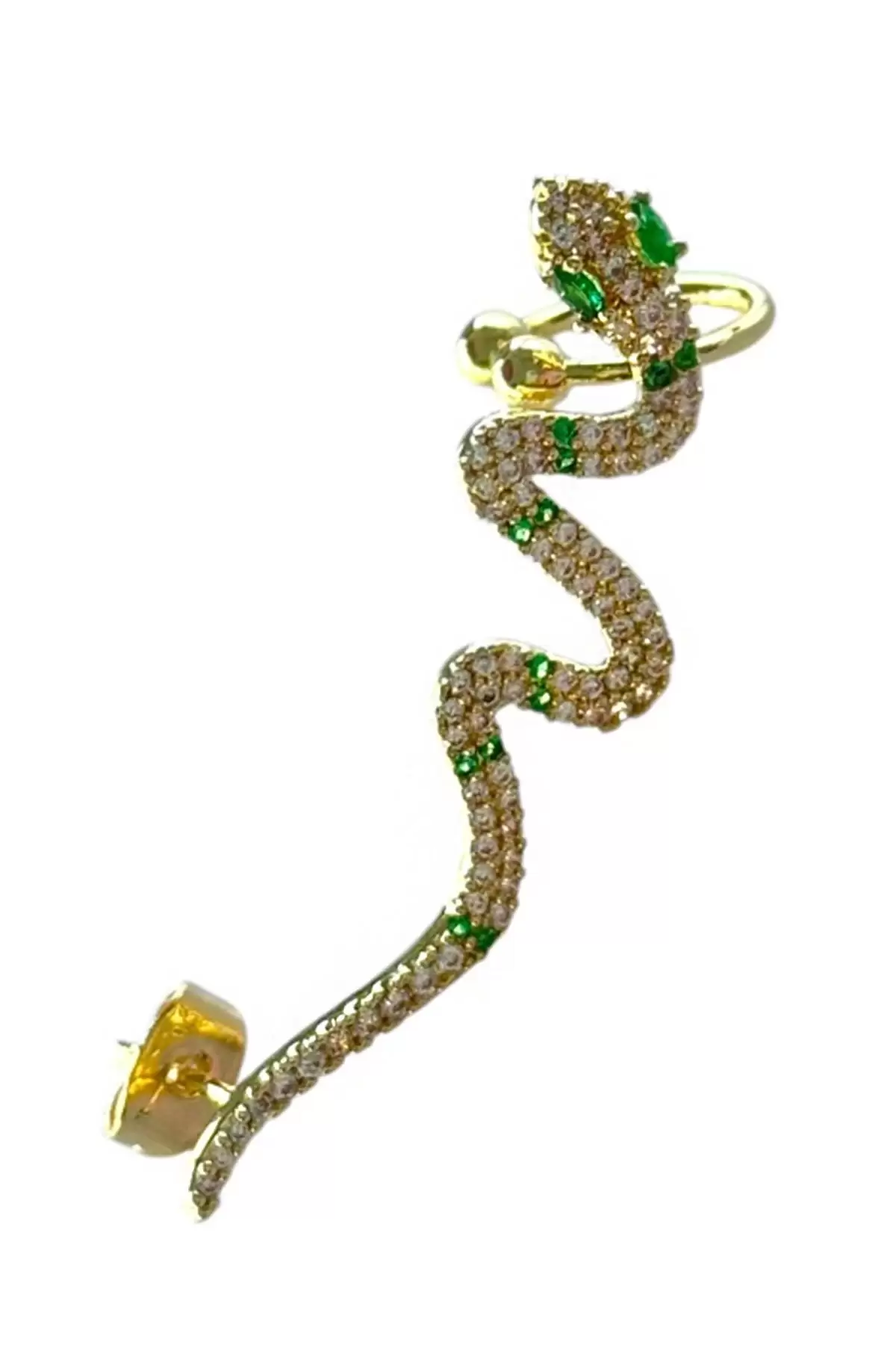 Altın Renk Yılan Figürlü Ear Cuff Küpe (Tek)