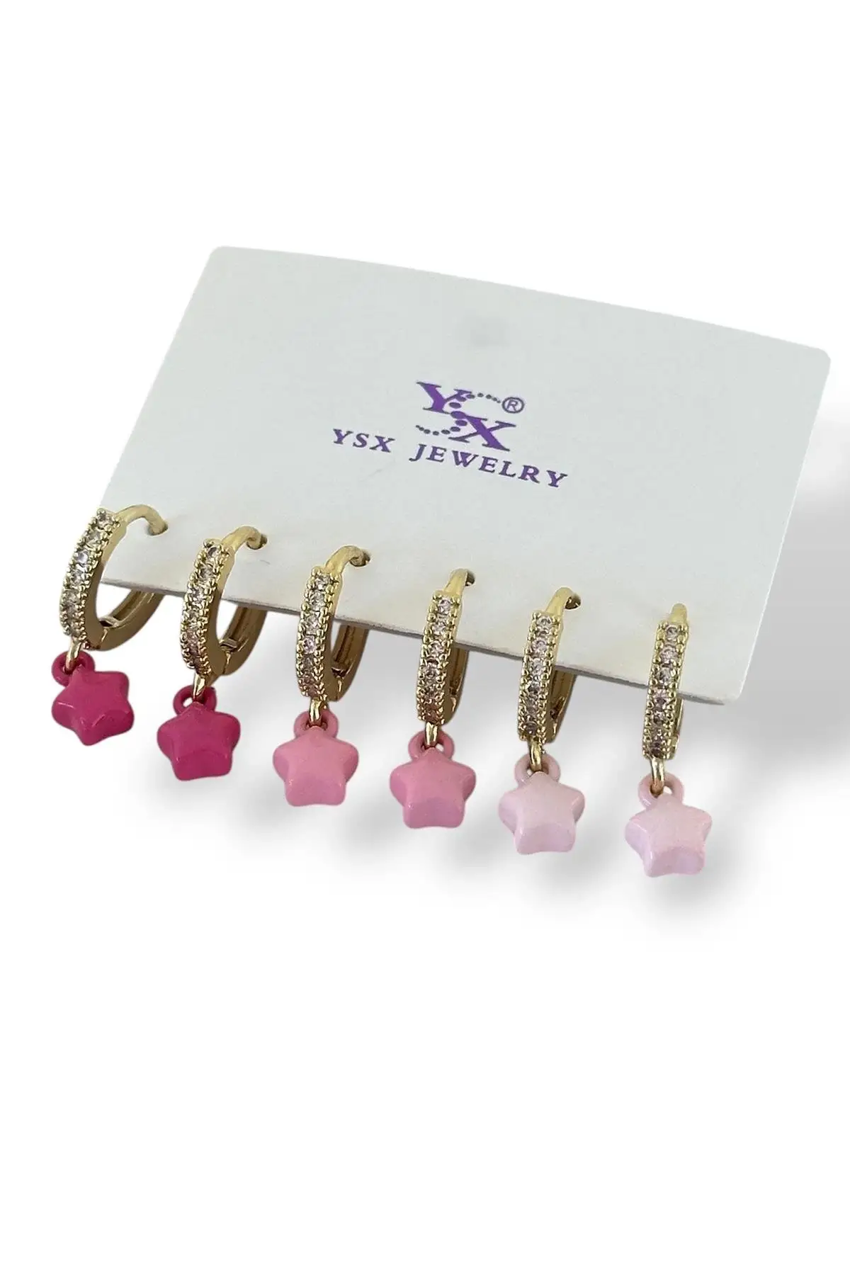 Altın Renk Yıldız Figürlü 6lı YSX Küpe Set
