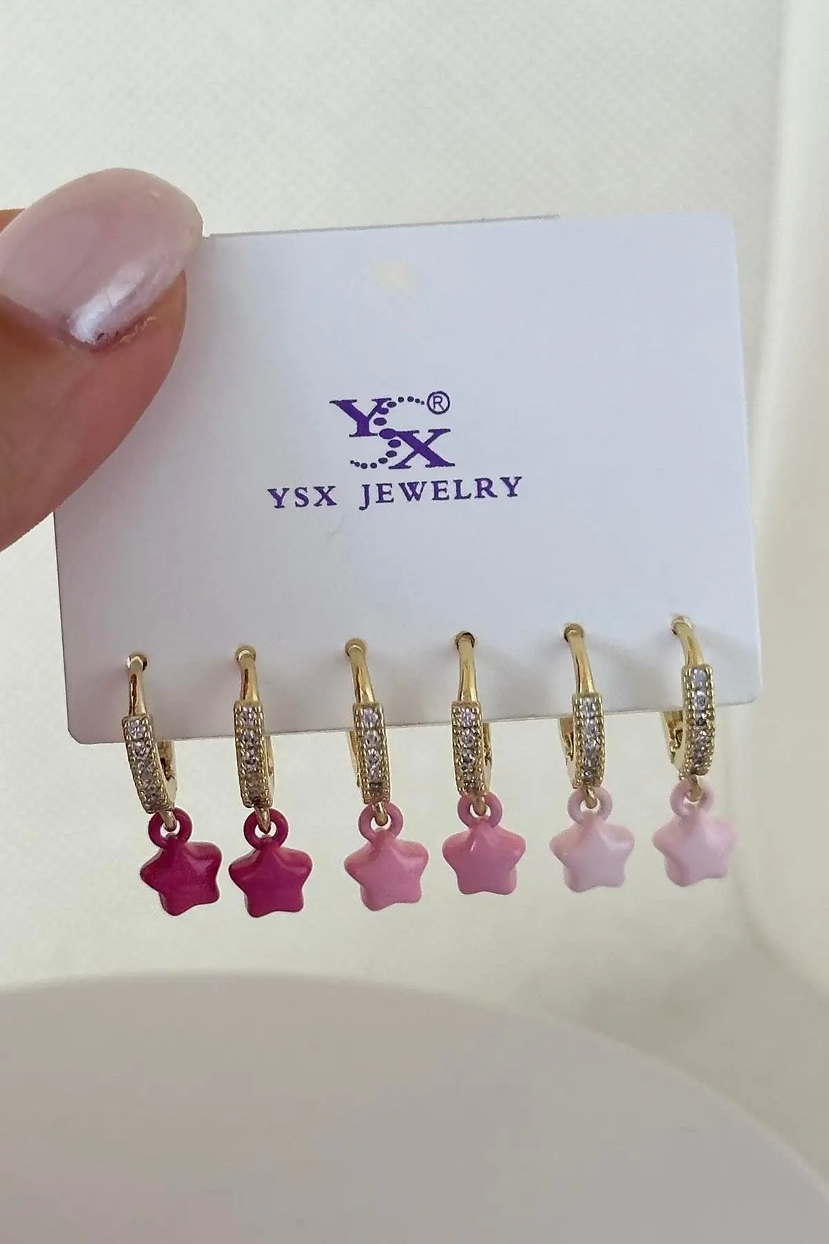 Altın Renk Yıldız Figürlü 6lı YSX Küpe Set