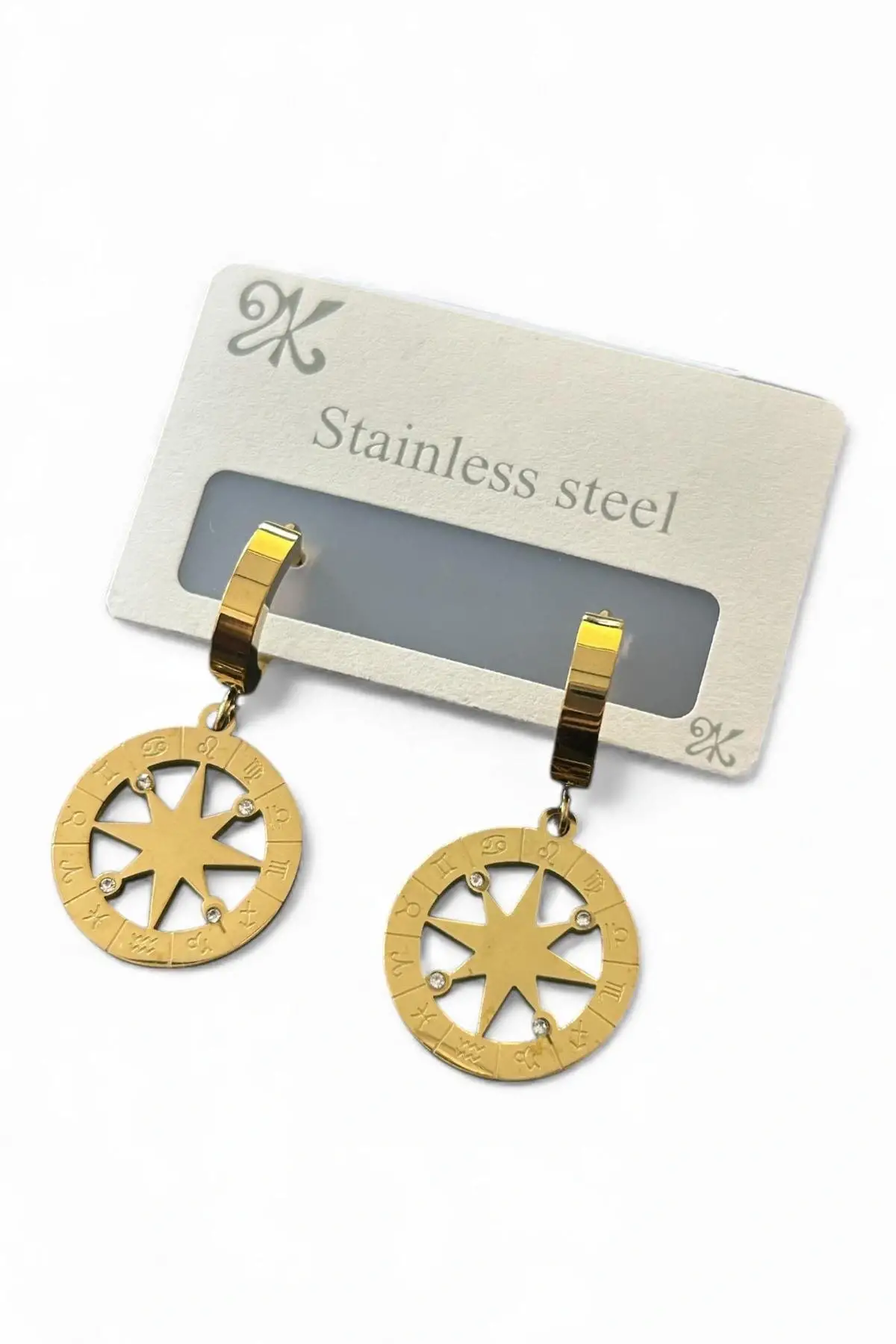 Altın Renk Yıldız Figürlü Çelik Küpe (Çift)