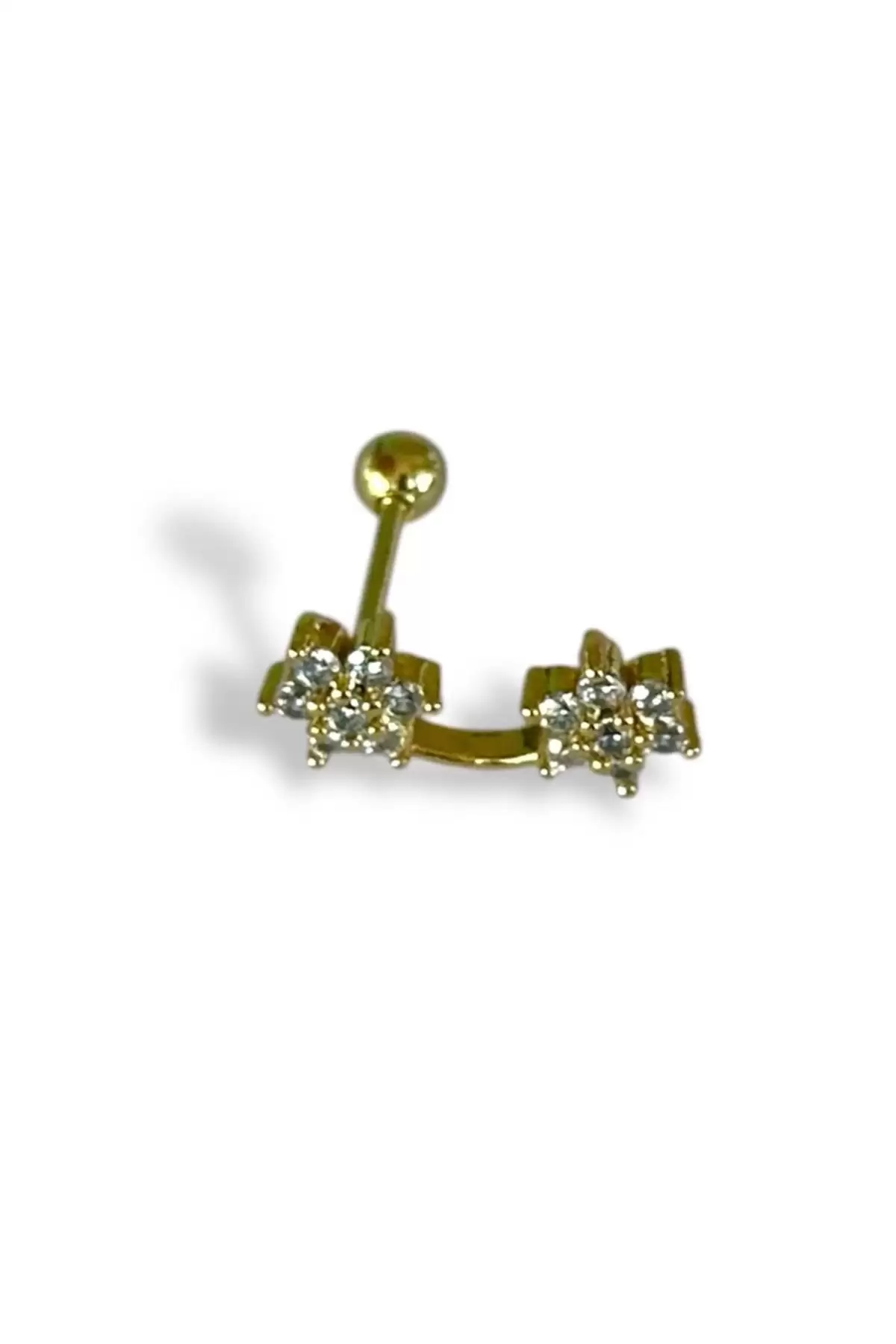 Altın Renk Yıldız Figürlü Çelik Tragus/Kıkırdak Küpe/Piercing (Tek)