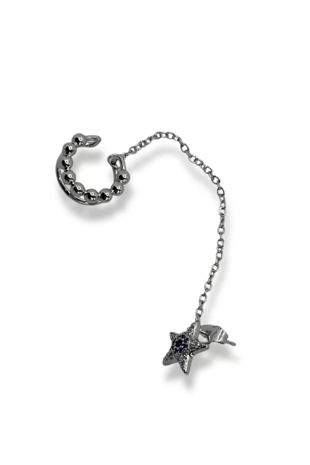 Altın Renk Yıldız Figürlü İkili Ear Cuff Küpe Set