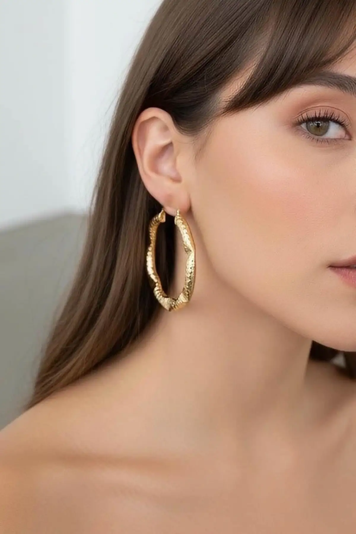 Altın Renk YSX Halka Küpe (Çift)