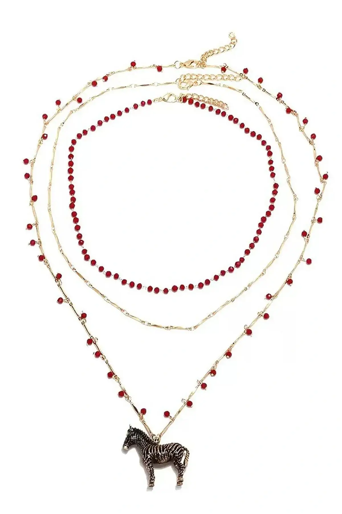 Altın Renk Zebra Figürlü Tasarım Kolye