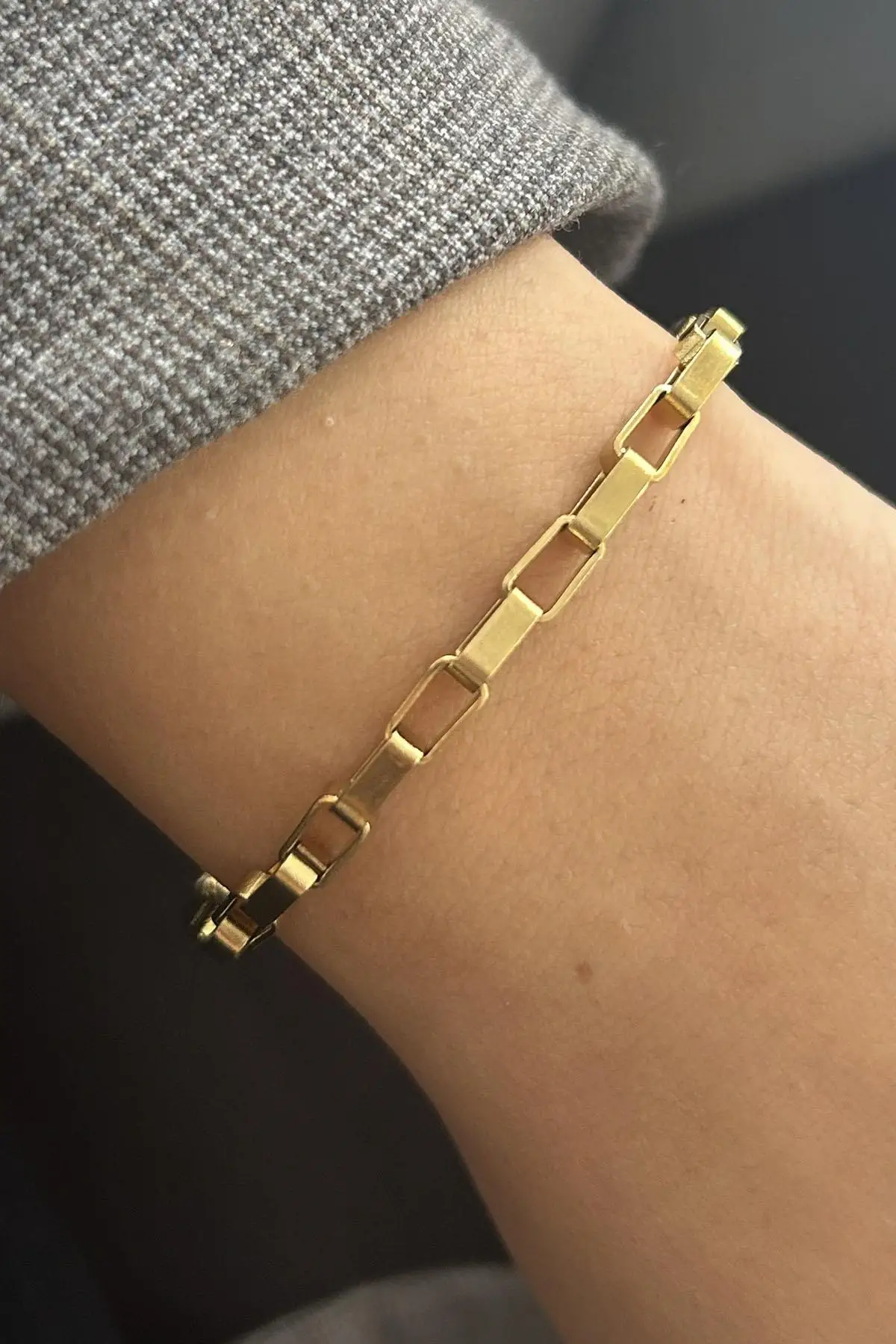 Altın Renk Zincir Çelik Bileklik (Unisex)