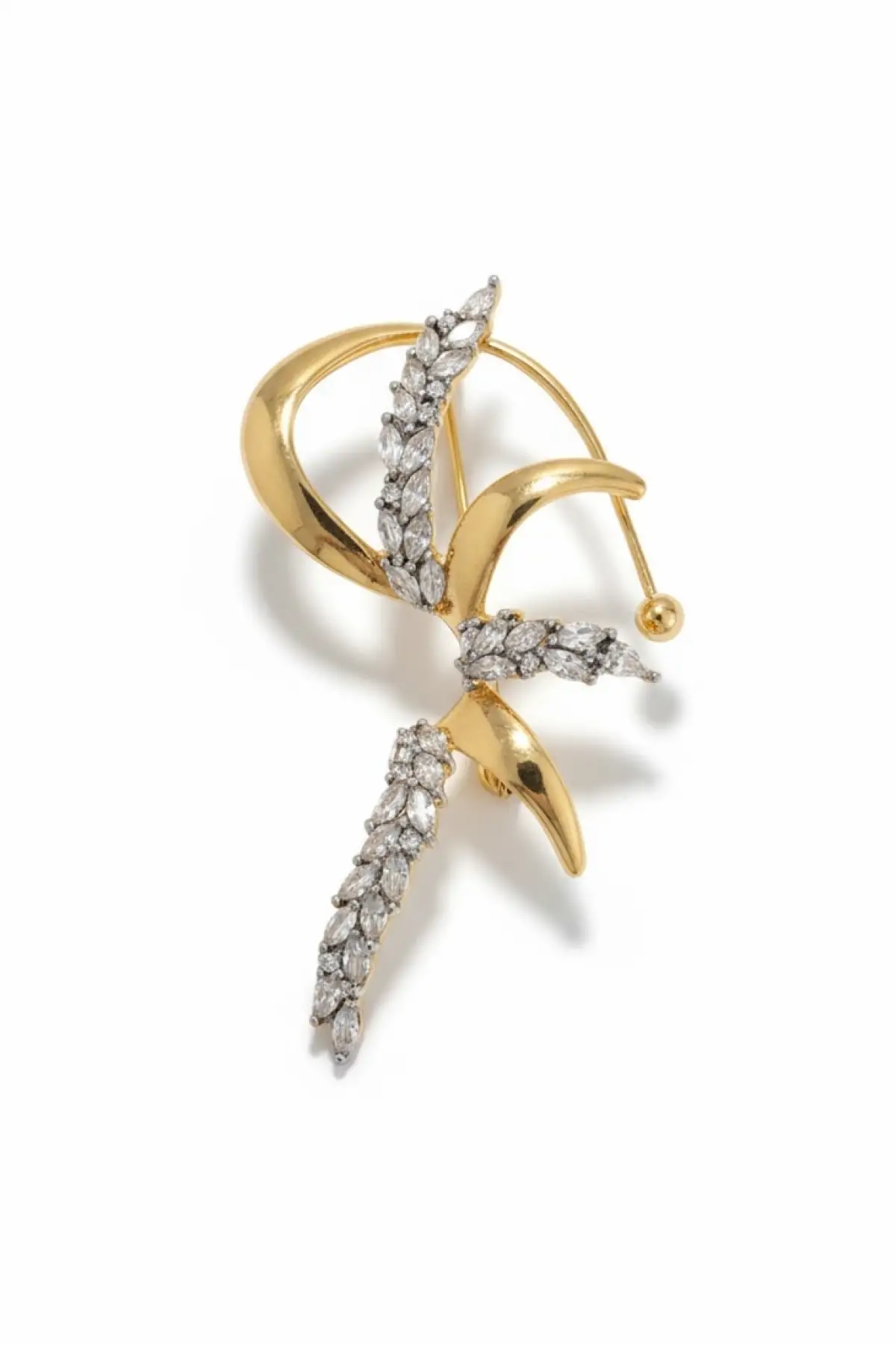 Altın Ve Gümüş Renk Taş Detaylı Kulak Aksesuarı