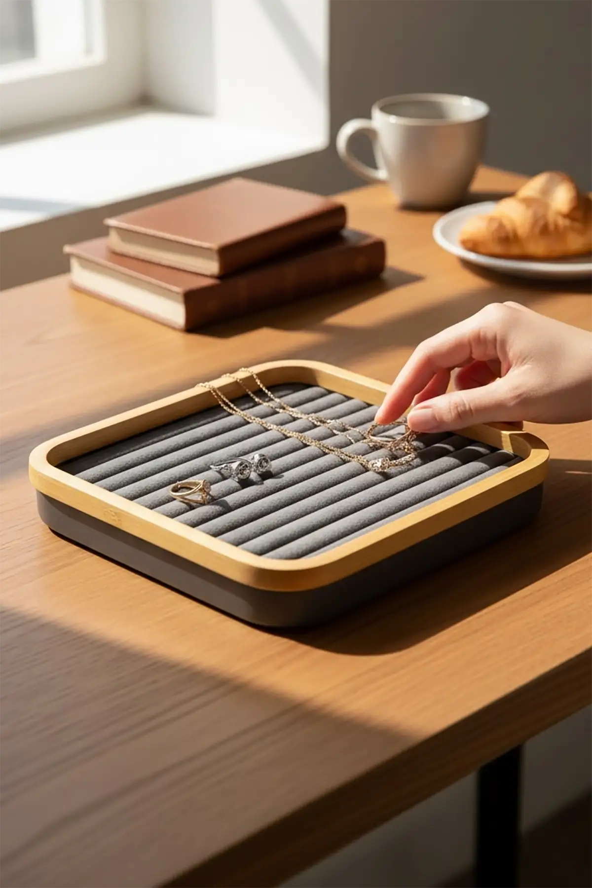 Antrasit Renk Yüzük Kelepçe Düzenleyici Rulo Yüzük Standı